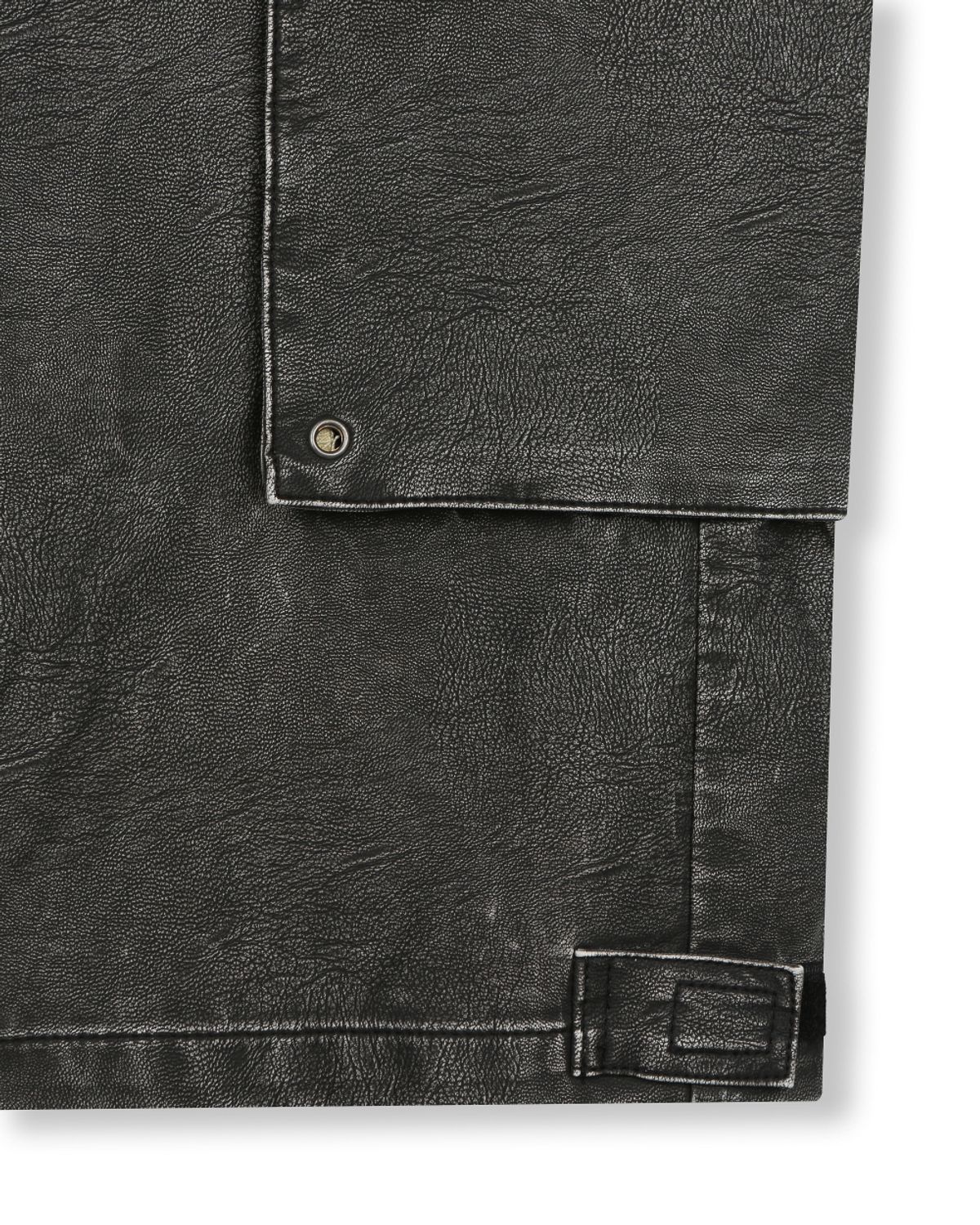 비슬로우(BESLOW) WASHED LEATHER MULTI CARGO PANTS FADE BLACK