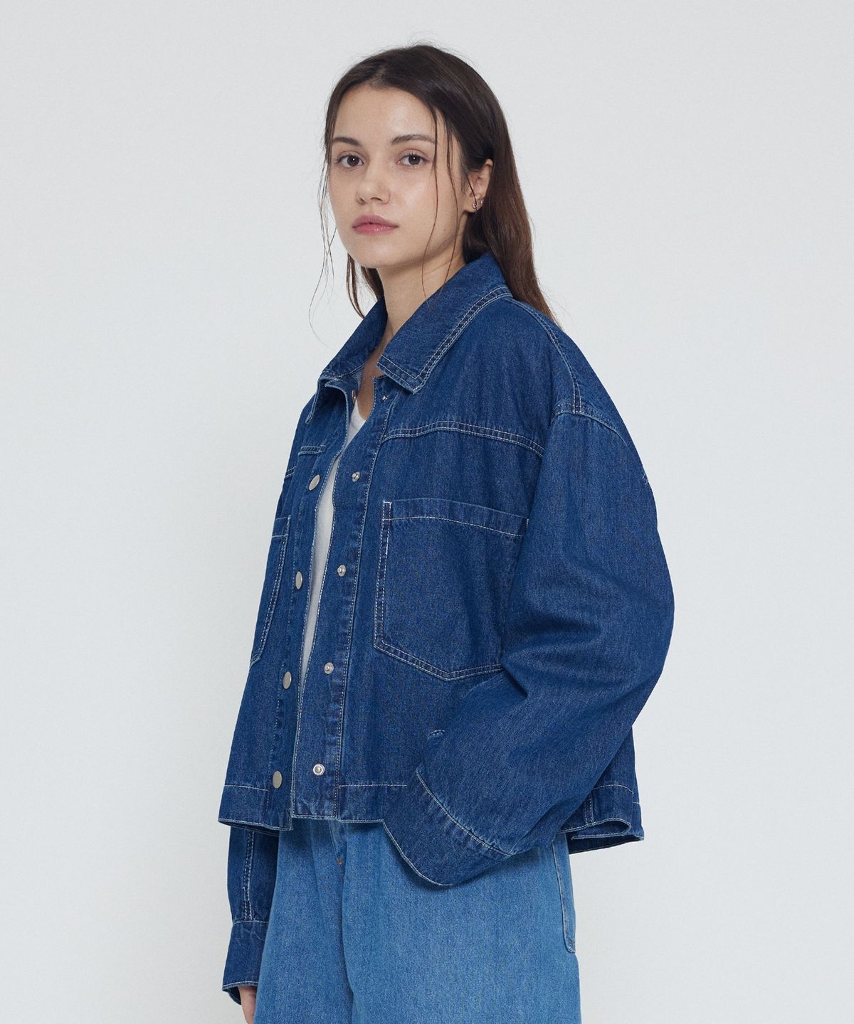 카고브로스 포 우먼(CARGOBROS FOR WOMAN) 크롭 데님자켓 (진청)