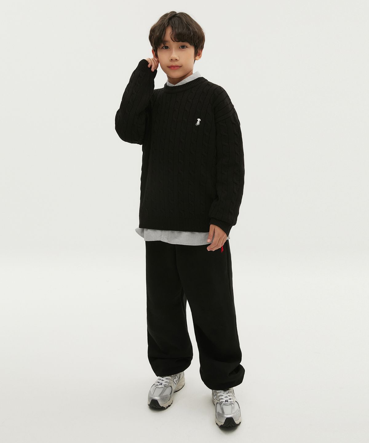 테이크이지 키즈(TAKEASY KIDS) 솔리드 케이블 오버니트(블랙)