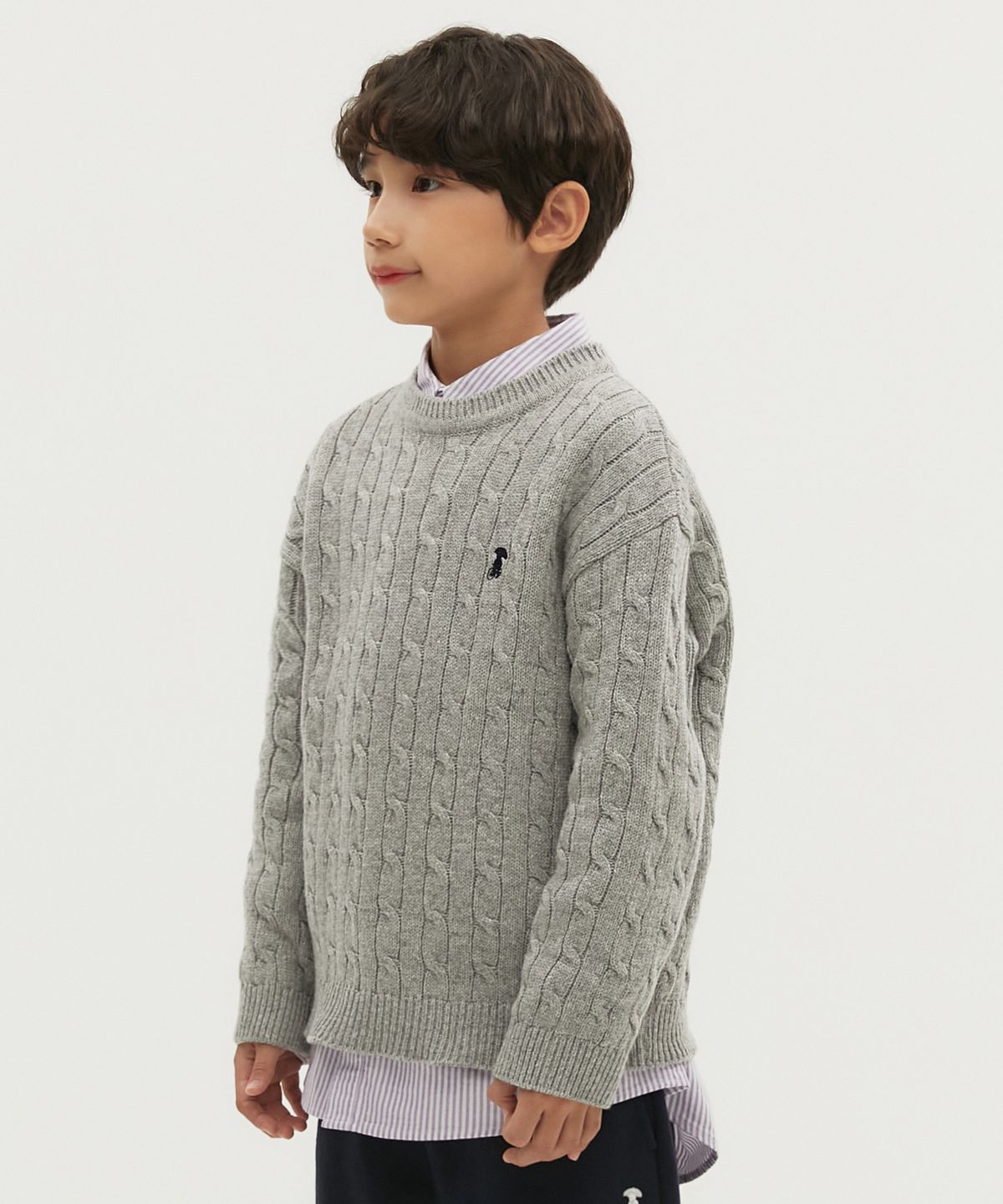 테이크이지 키즈(TAKEASY KIDS) 솔리드 케이블 오버니트(멜란지그레이)