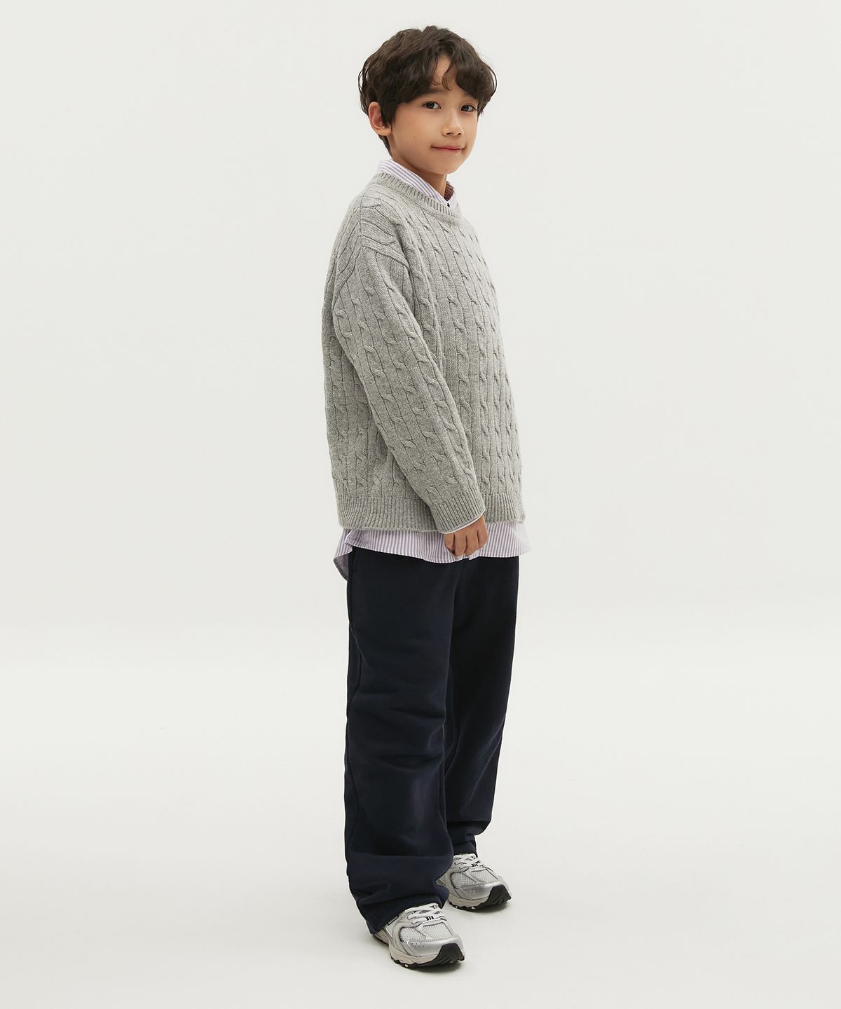 테이크이지 키즈(TAKEASY KIDS) 솔리드 케이블 오버니트(멜란지그레이)