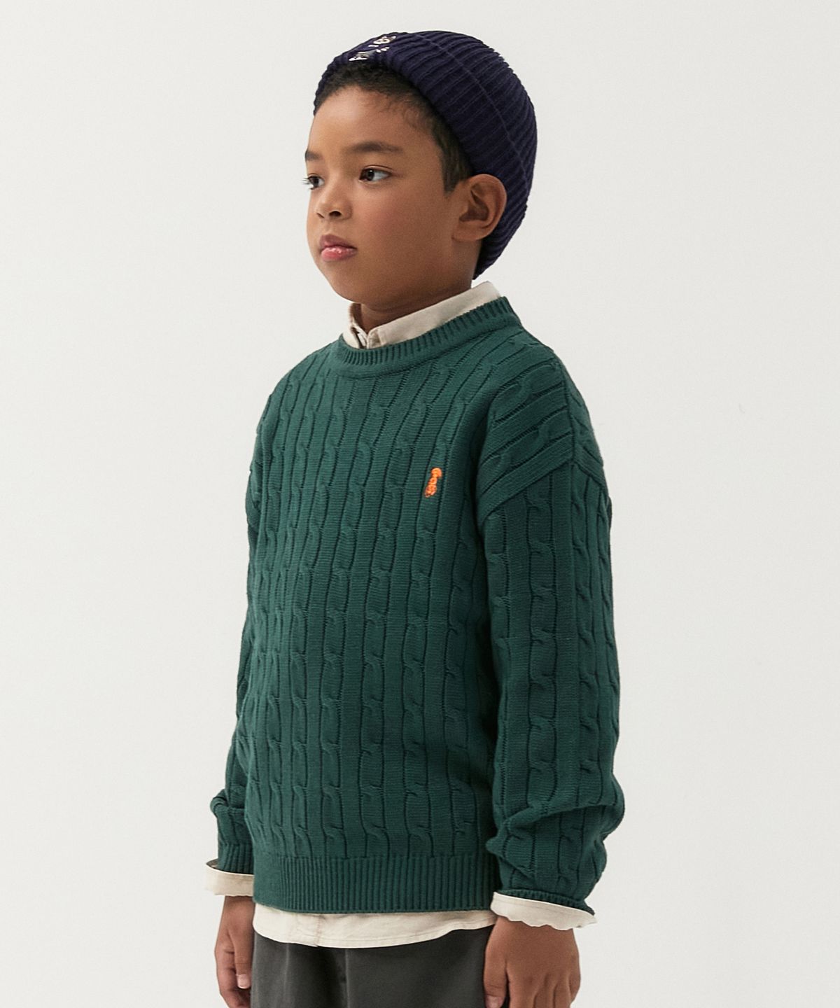 테이크이지 키즈(TAKEASY KIDS) 솔리드 케이블 오버니트(포레스트그린)