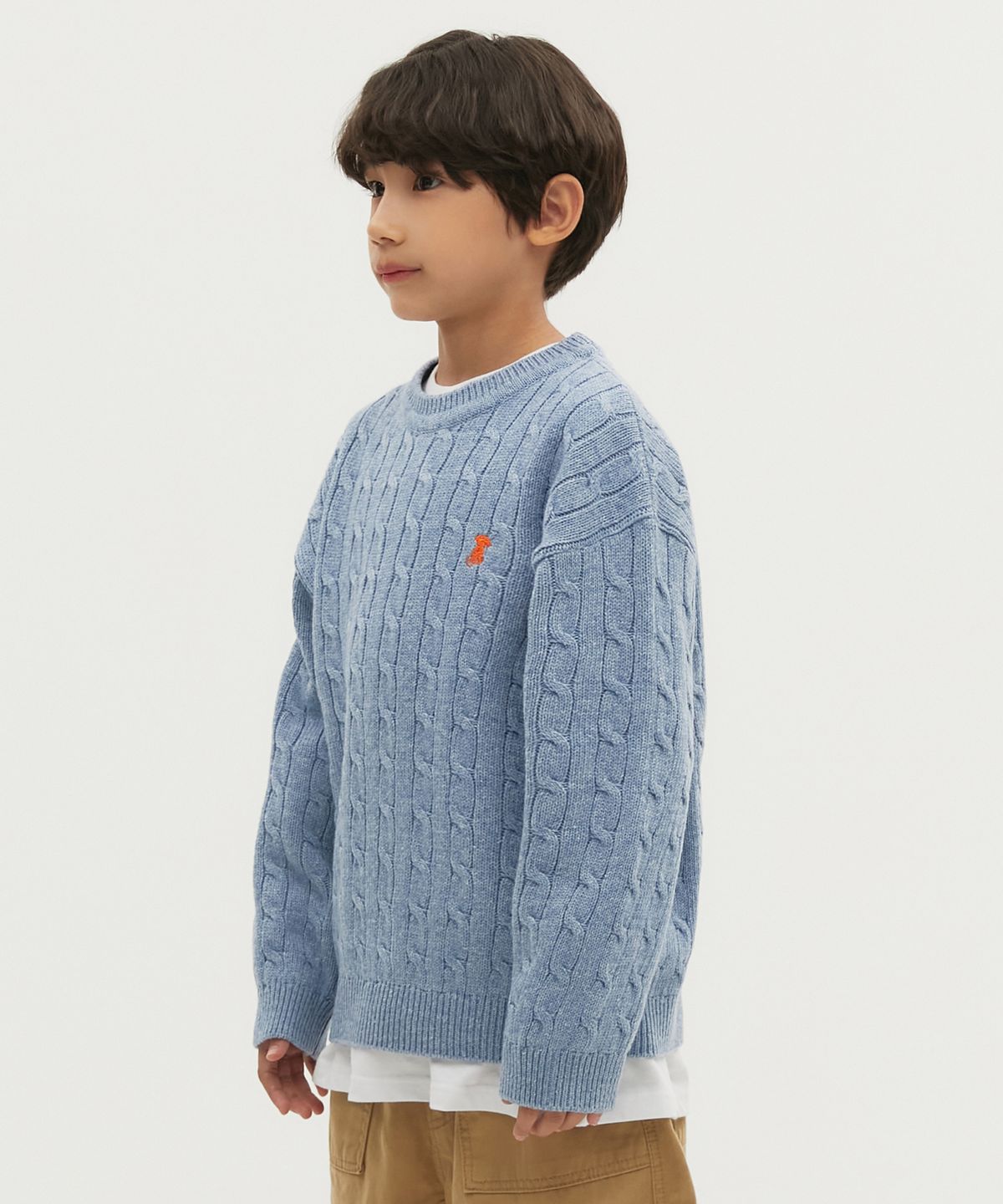테이크이지 키즈(TAKEASY KIDS) 솔리드 케이블 오버니트(멜란지블루)