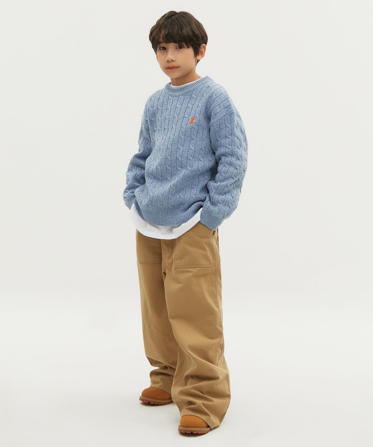 테이크이지 키즈(TAKEASY KIDS) 솔리드 케이블 오버니트(멜란지블루)