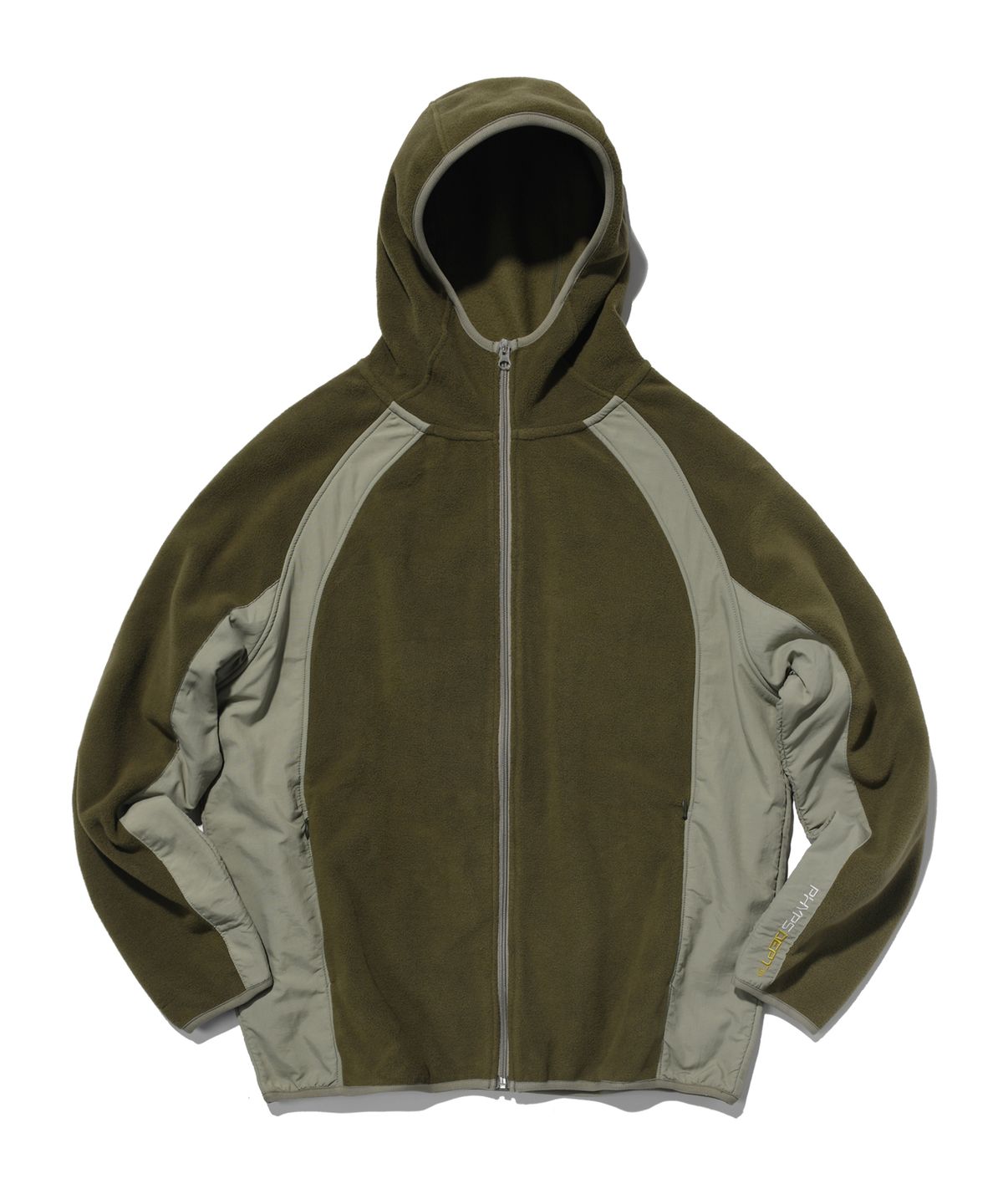 피지컬 디파트먼트(PHYSICAL DEPARTMENT) NYLON MIXED FLEECE HOODIE ZIP UP KHAKI