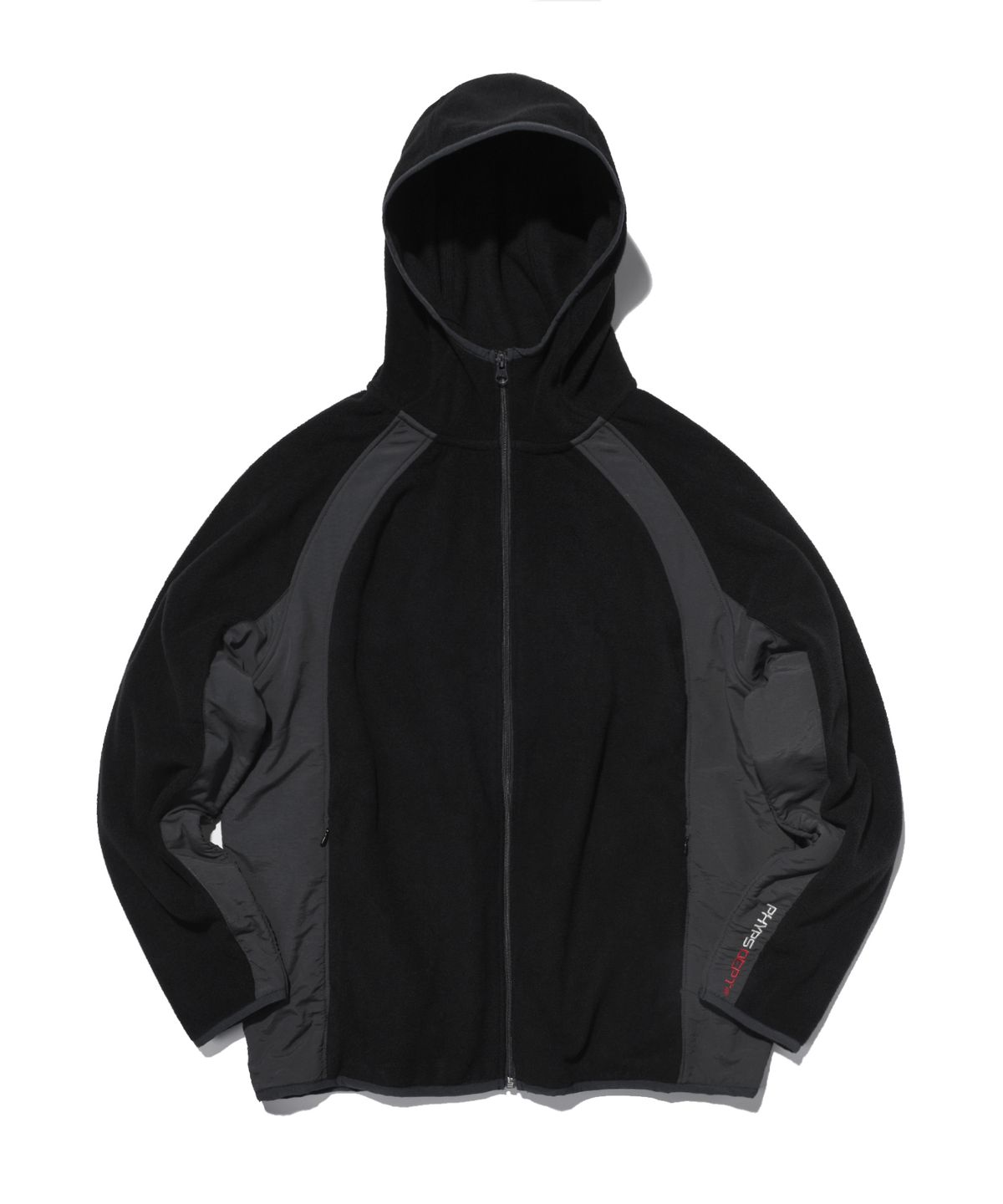 피지컬 디파트먼트(PHYSICAL DEPARTMENT) NYLON MIXED FLEECE HOODIE ZIP UP BLACK