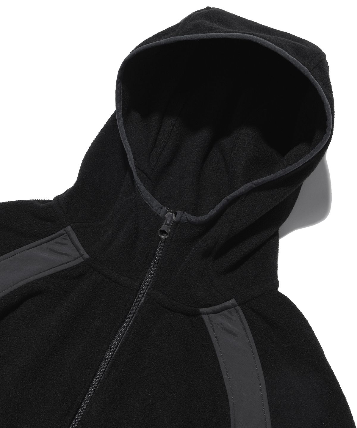 피지컬 디파트먼트(PHYSICAL DEPARTMENT) NYLON MIXED FLEECE HOODIE ZIP UP BLACK