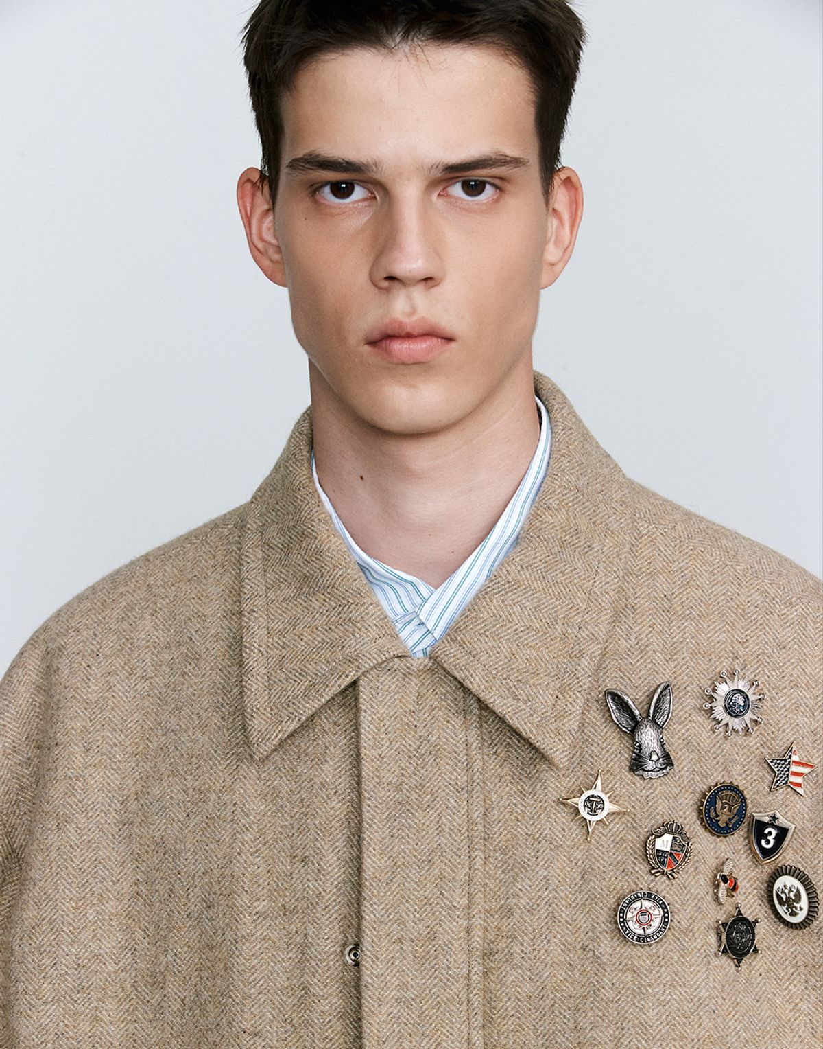 호이테(HEUTE) HERRINGBONE BOMBER JACKET (BEIGE)