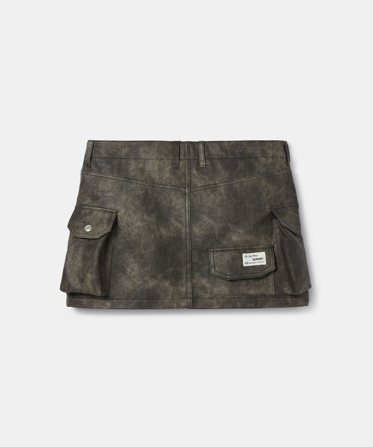 에스이오(s/e/o) CARGO LEATHER MINI SKIRT_VINTAGEBROWN