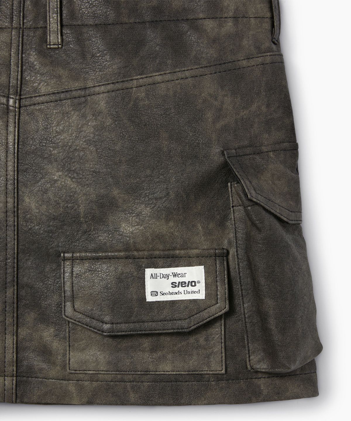 에스이오(s/e/o) CARGO LEATHER MINI SKIRT_VINTAGEBROWN