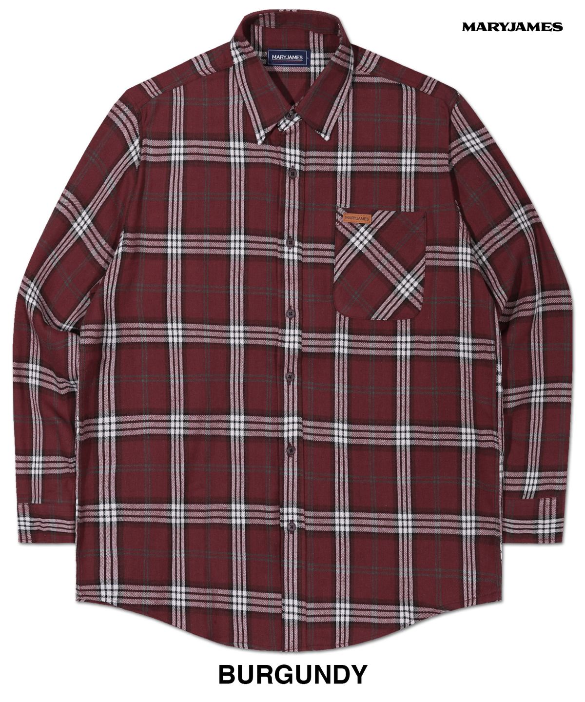 메리제임스(MARYJAMES) [남녀공용] OVERSIZE PATERSON CHECK SHIRTS - BURGUNDY