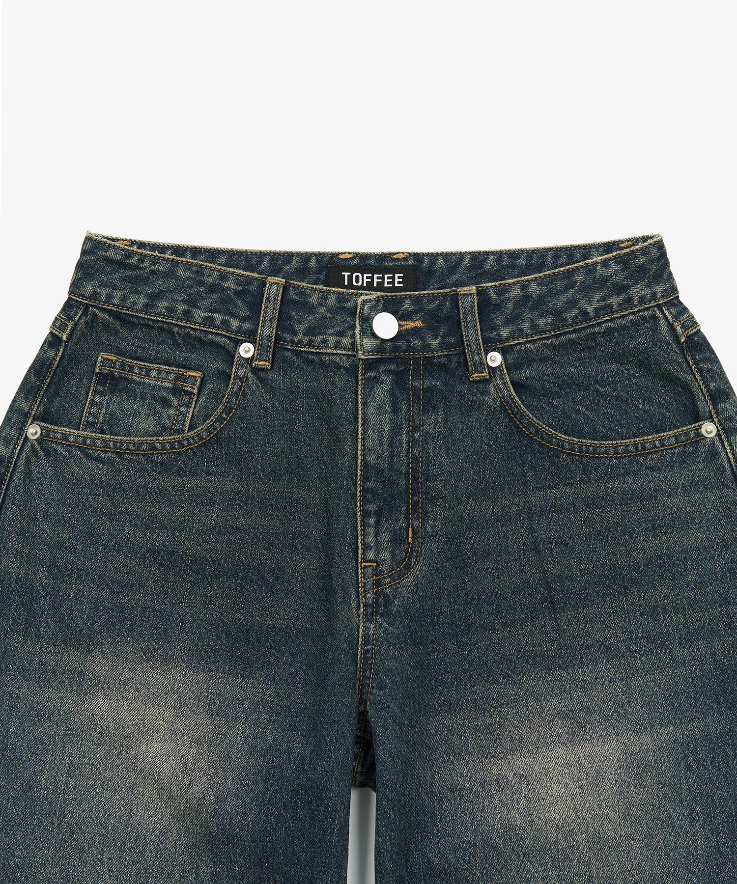 MUSINSA | TOFFEE Low Rise Wide Denim Pants (WASHED INDIGO)