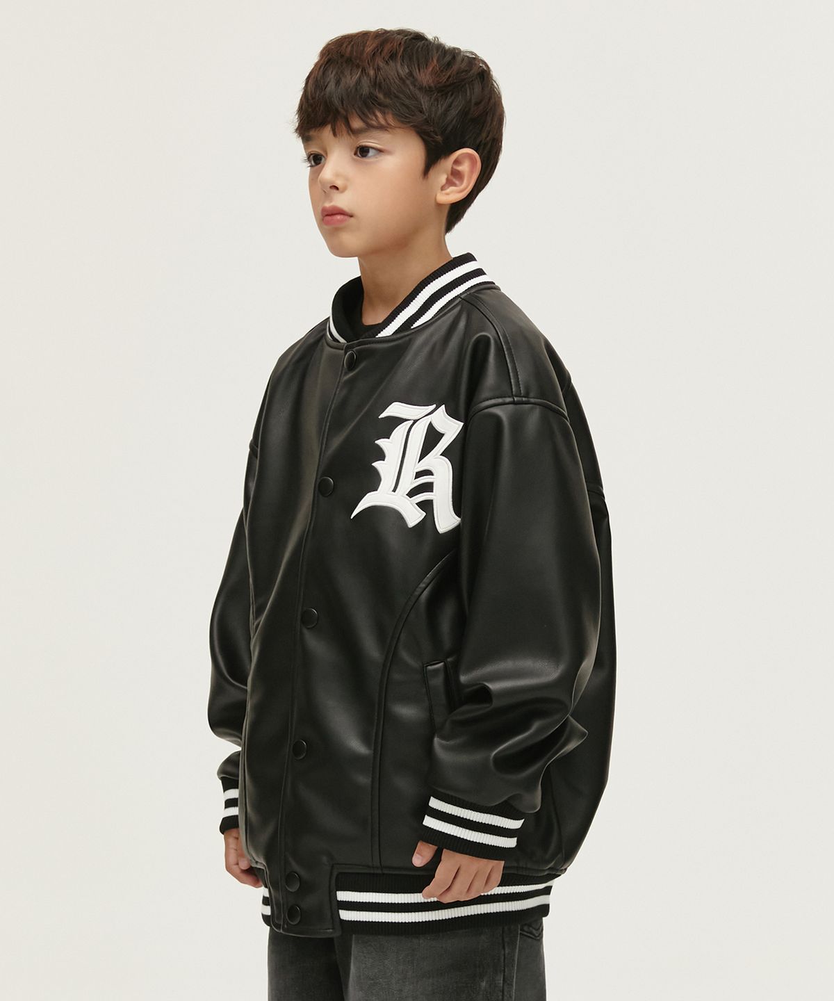 테이크이지 키즈(TAKEASY KIDS) 버핑  바시티 자켓(블랙)
