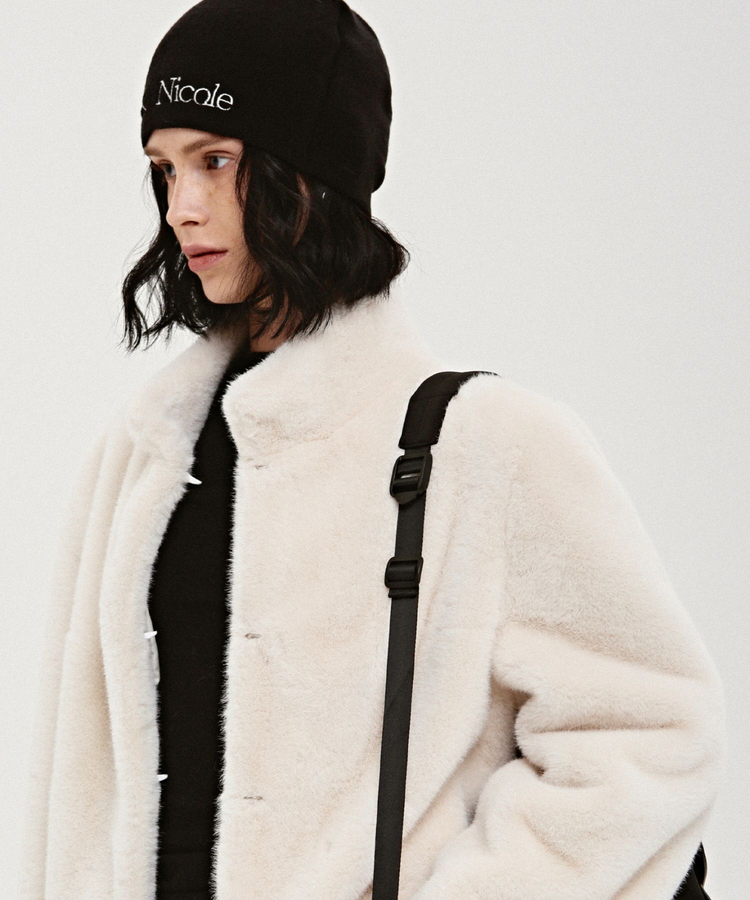MUSINSA | NICK&NICOLE NICOLE MINIMAL LOGO BEANIE_BLACK