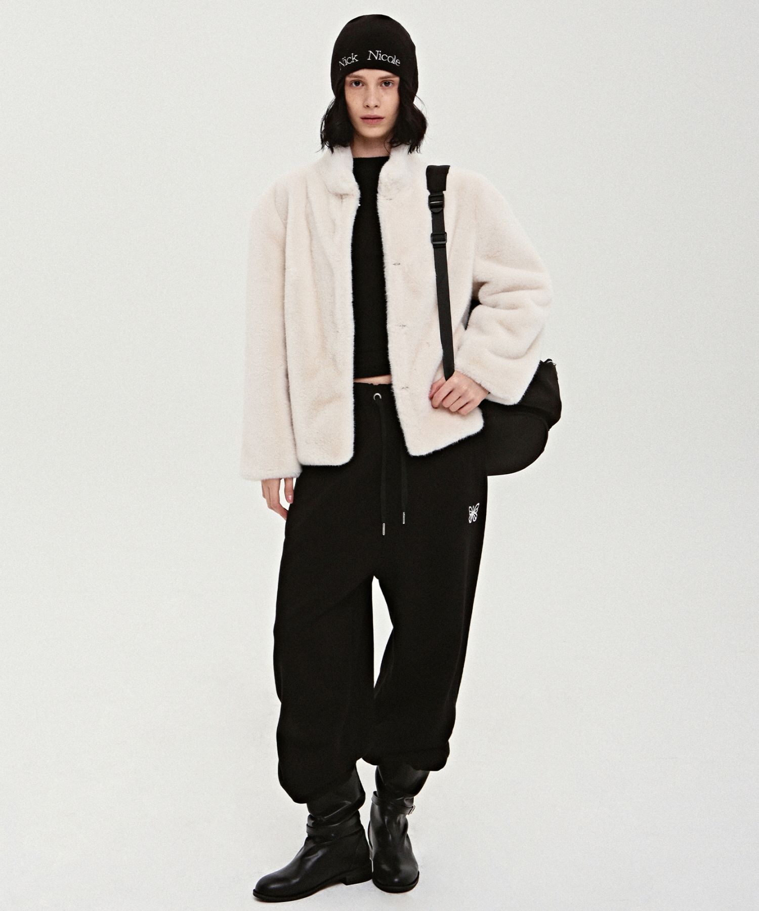 ★関税込★NICK&NICOLE★NICOLE MINIMAL LOGO BEANIE★ MUSINSA公式 | NICK&NICOLE NICOLE MINIMAL LOGO BEANIE_BLACK