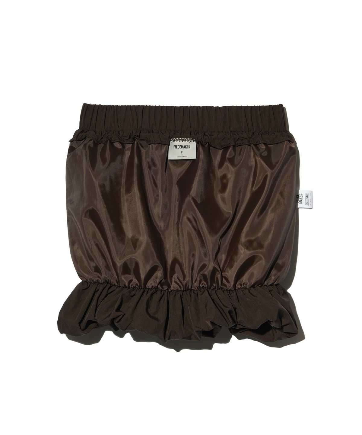 피스메이커(PIECE MAKER) NYLON SHIRRING PUMPKIN SKIRT (BROWN)