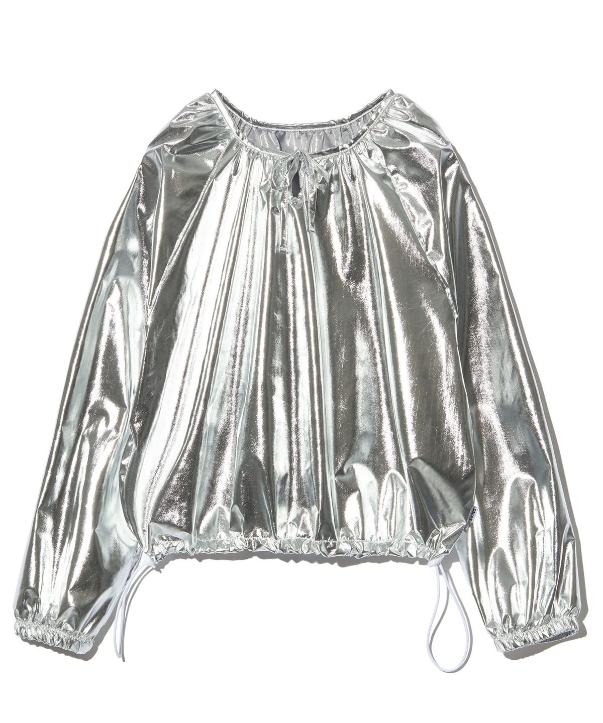 피스메이커(PIECE MAKER) NYLON SHIRRING WARM UP CREW (SILVER)