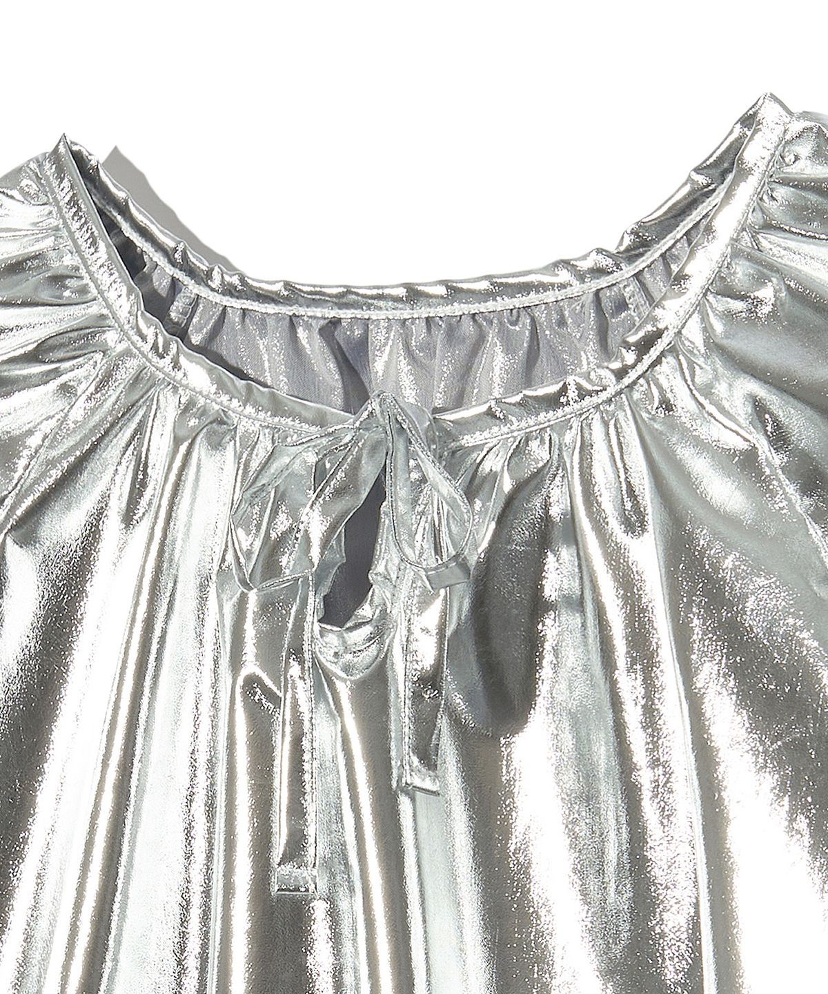 피스메이커(PIECE MAKER) NYLON SHIRRING WARM UP CREW (SILVER)