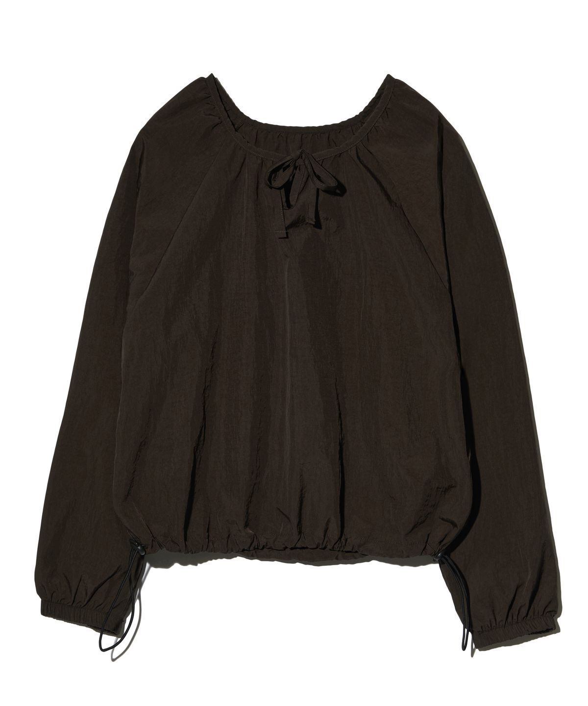 피스메이커(PIECE MAKER) NYLON SHIRRING WARM UP CREW (BROWN)