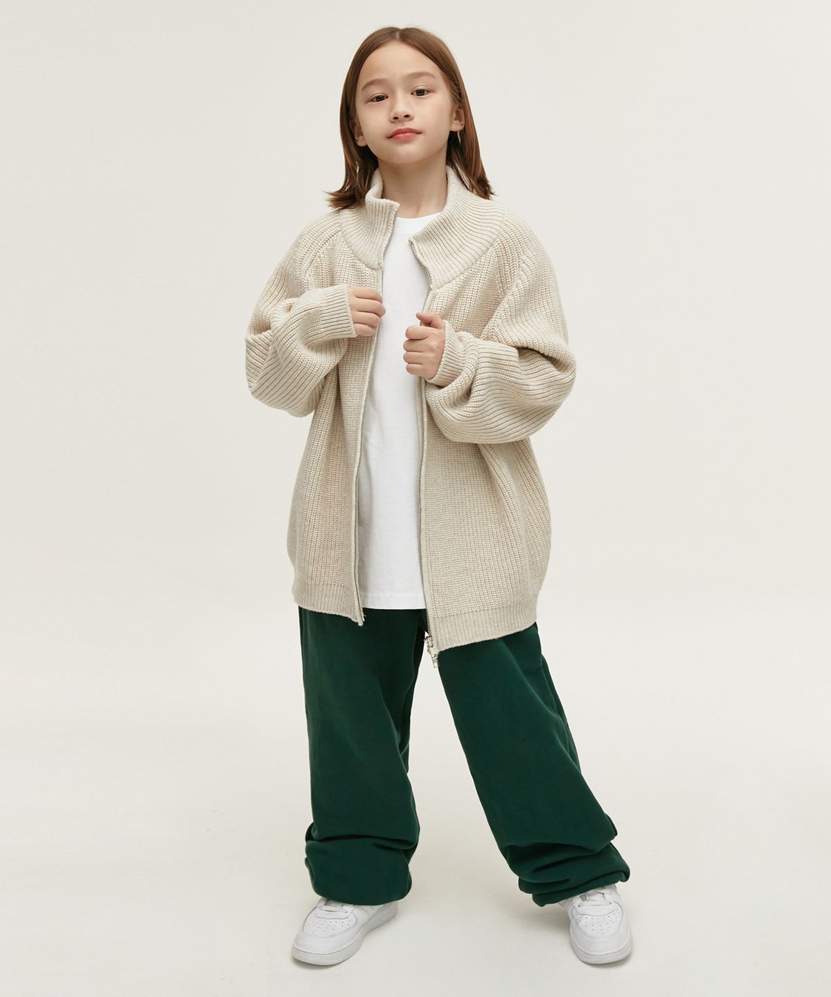 테이크이지 키즈(TAKEASY KIDS) 울케어 집업니트(오트밀)