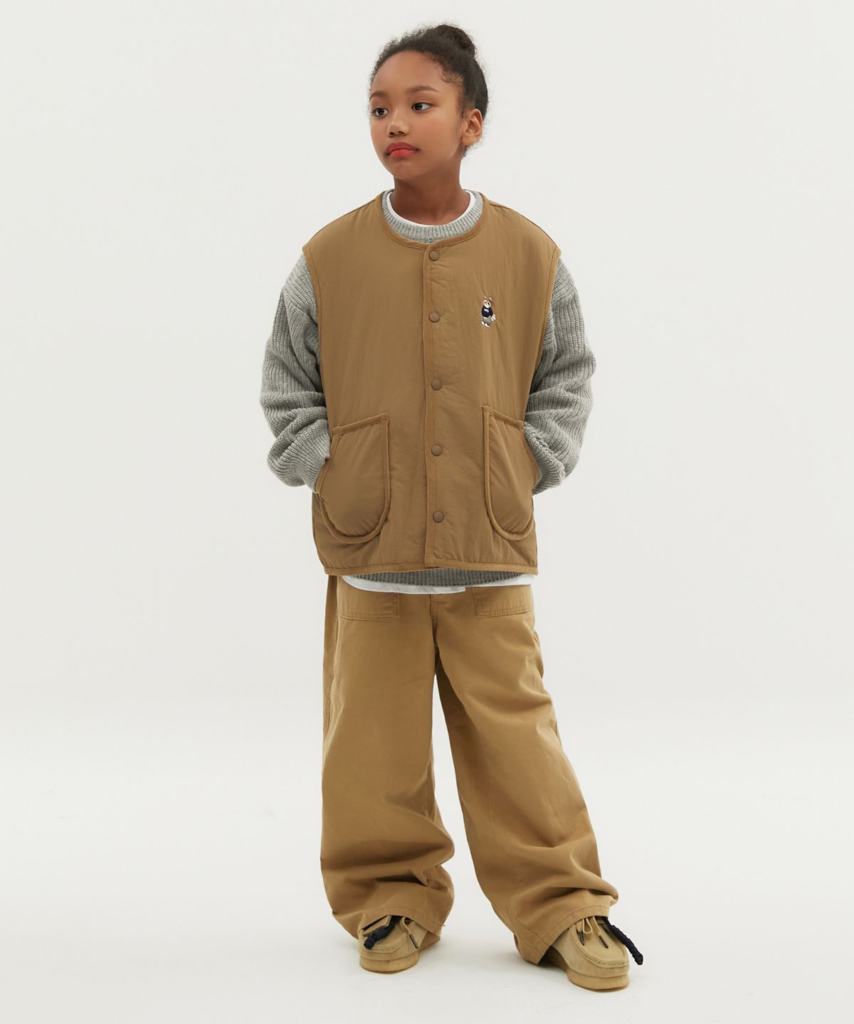 테이크이지 키즈(TAKEASY KIDS) 라쿠 패딩 오버 베스트(베이지)