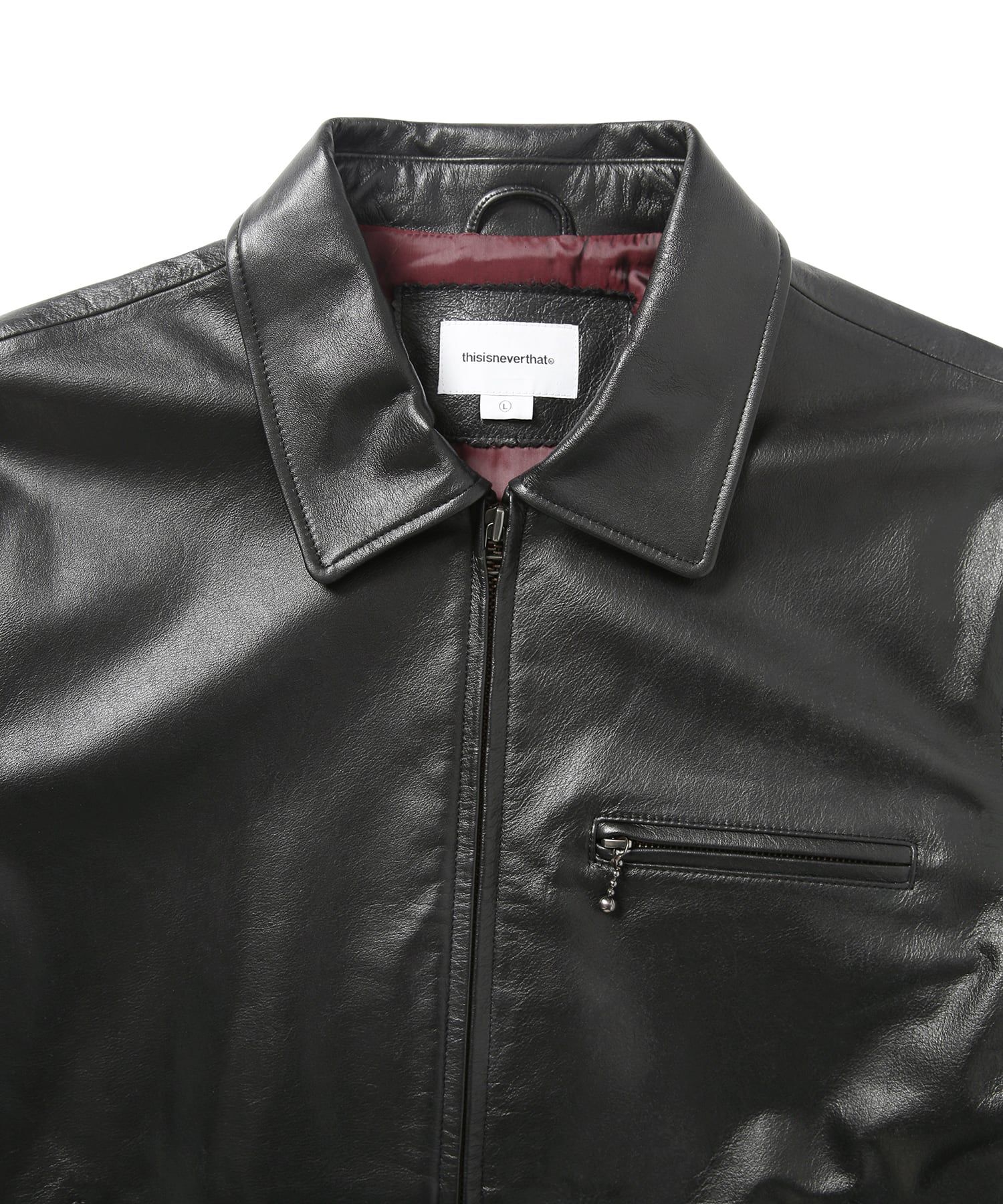 MUSINSA公式 | thisisneverthat Leather Sports Jacket Black