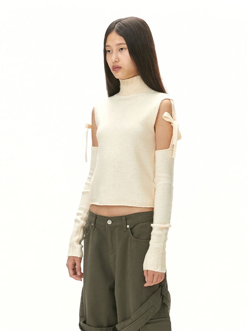 【COSYHARU】Cream Beige & Lavender Olive Washable Knit MUSINSA | MORE THAN PARADISE TWO-WAY WARMER KNIT - CREAM