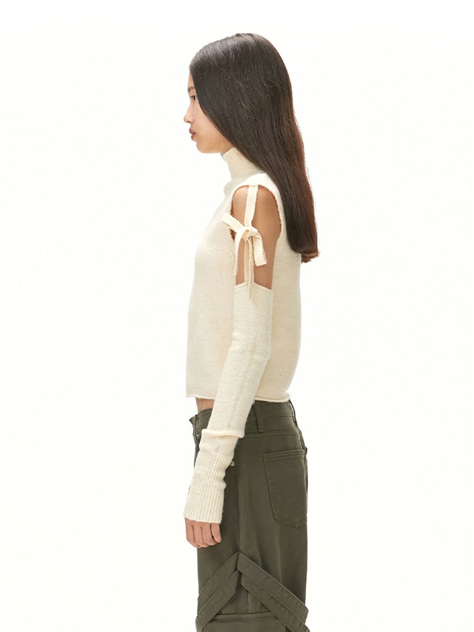 【COSYHARU】Cream Beige & Lavender Olive Washable Knit MUSINSA | MORE THAN PARADISE TWO-WAY WARMER KNIT - CREAM