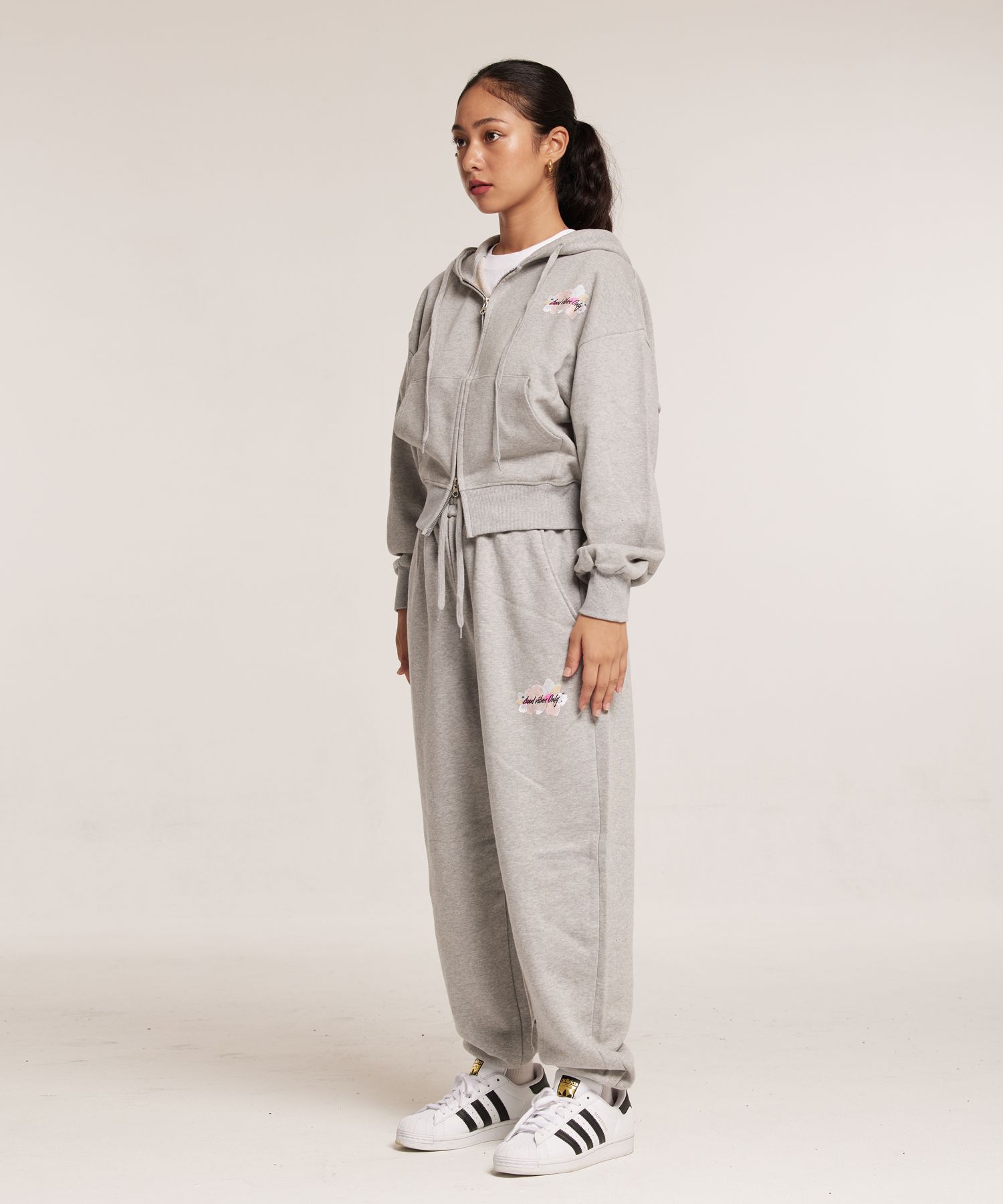 MUSINSA | CREAM SODA LAB Good Vibes Jogger Pants Gray Pink