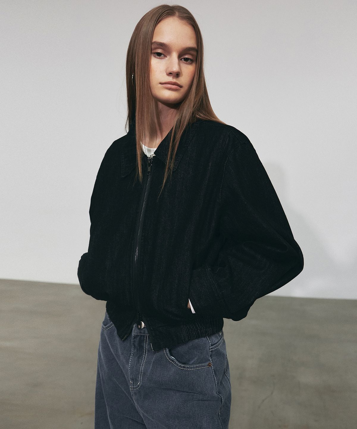 닉앤니콜(NICK&NICOLE) NICOLE WASHED DENIM BLOUSON_BLACK