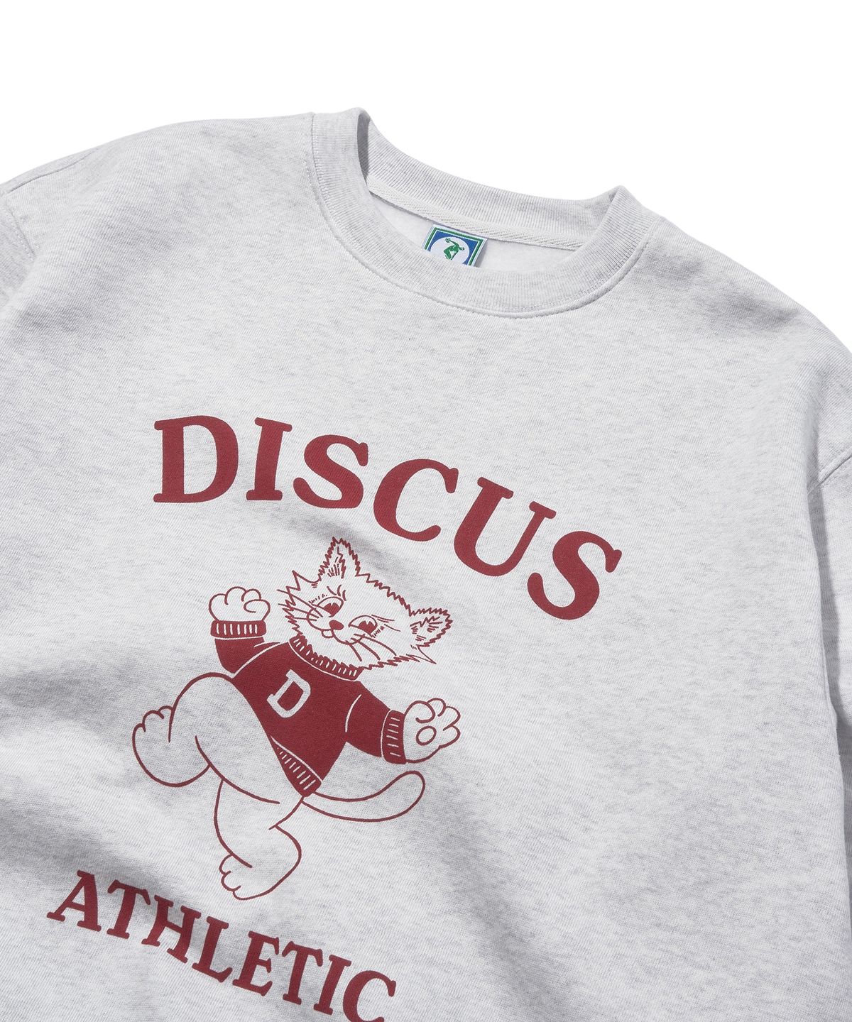 디스커스 애슬레틱(DISCUS ATHLETIC) 기모 레귤러 핏 고양이 스웨트 셔츠 멜란지 그레이