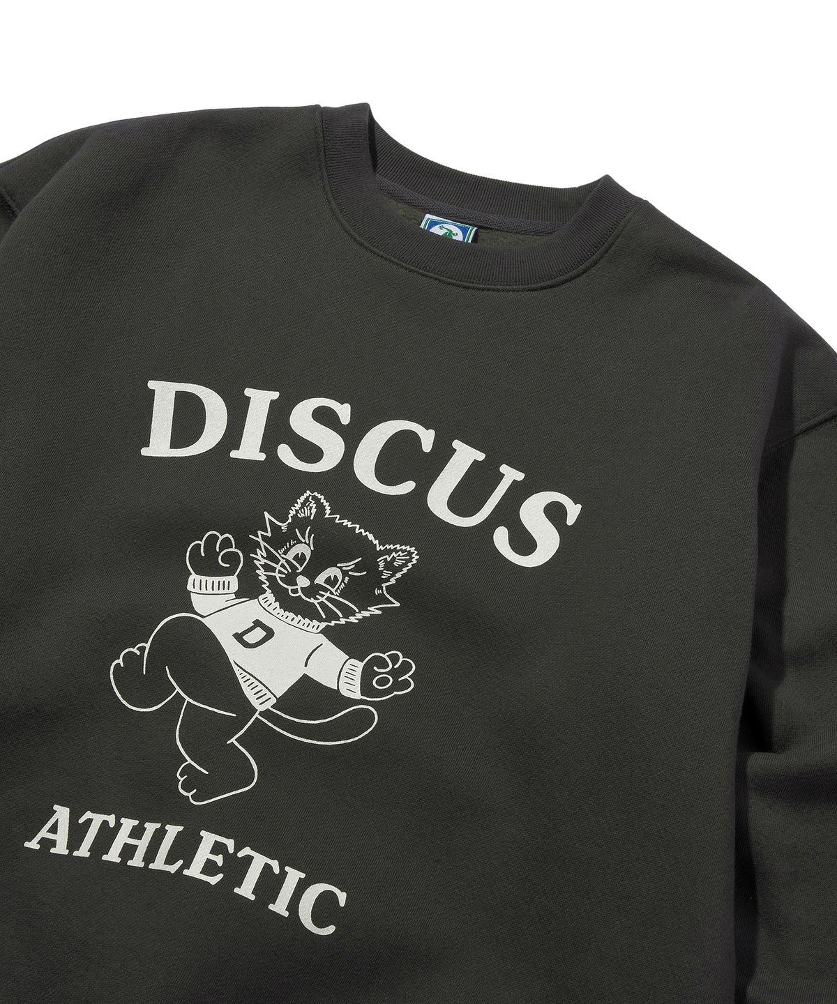 디스커스 애슬레틱(DISCUS ATHLETIC) 기모 레귤러 핏 고양이 스웨트 셔츠 차콜