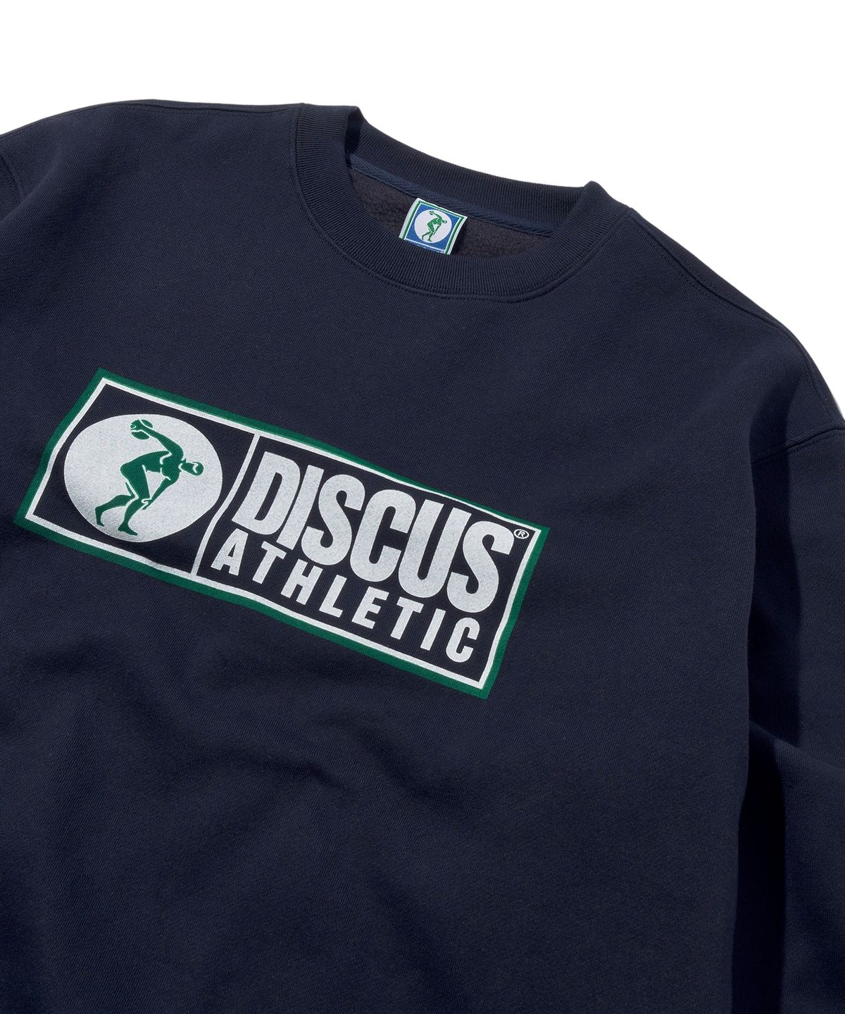 디스커스 애슬레틱(DISCUS ATHLETIC) 기모 레귤러 핏 로고 스웨트 셔츠 네이비