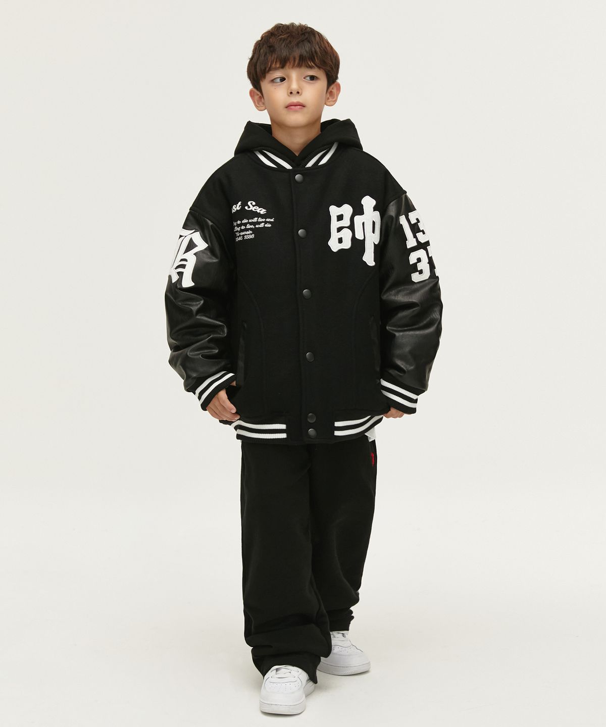 테이크이지 키즈(TAKEASY KIDS) 울 바시티 자켓(블랙)