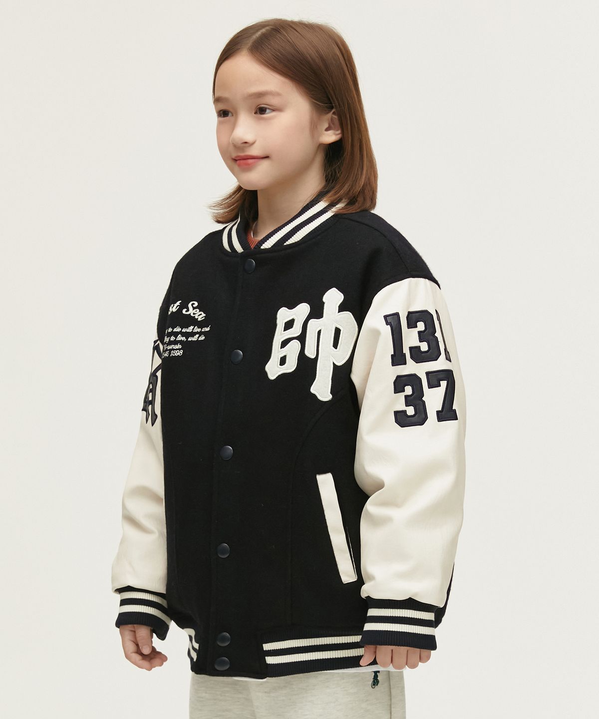 테이크이지 키즈(TAKEASY KIDS) 울 바시티 자켓(네이비)