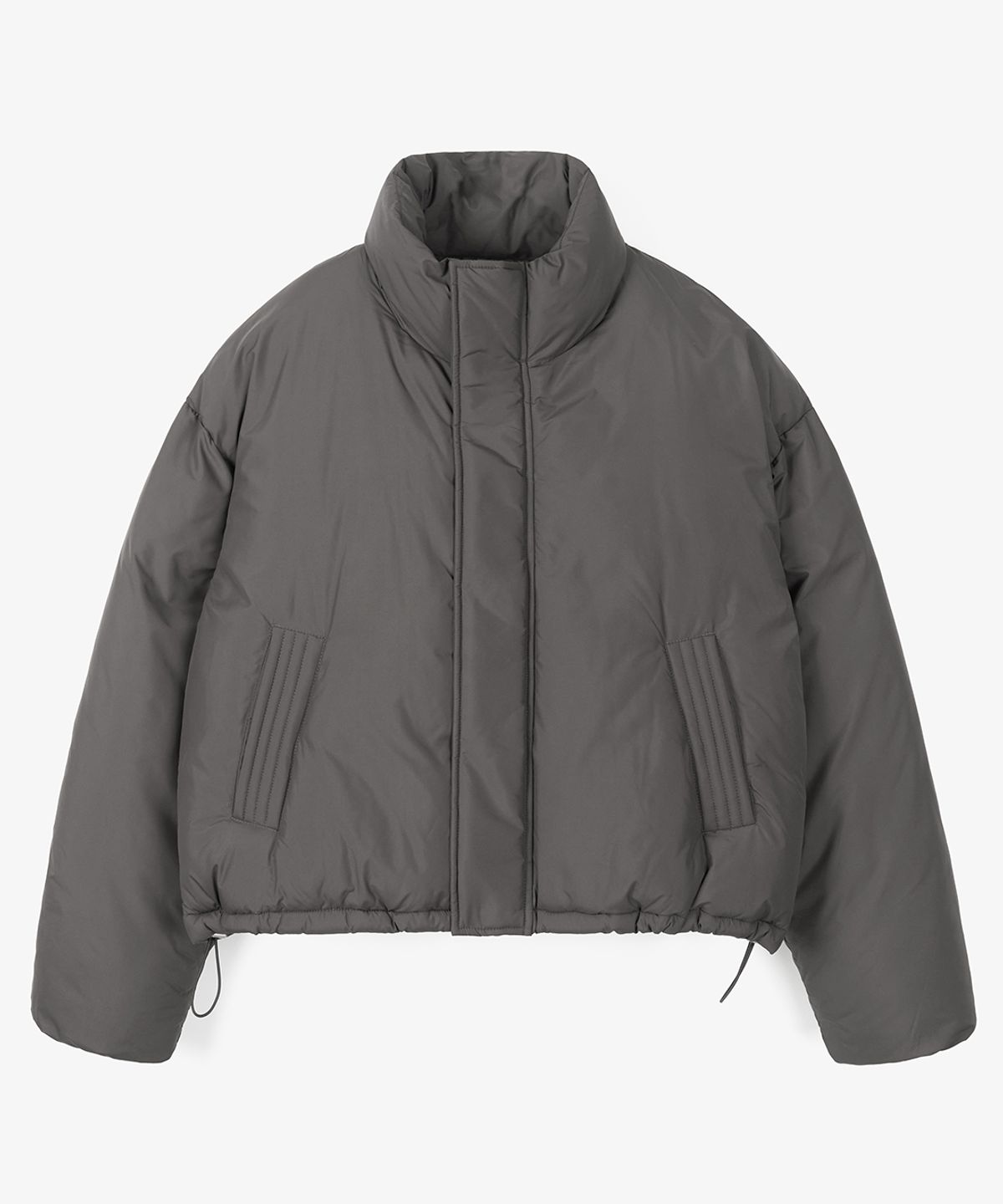 토피(TOFFEE) 논 퀼팅 크롭 패딩 점퍼 (CHARCOAL GREY)
