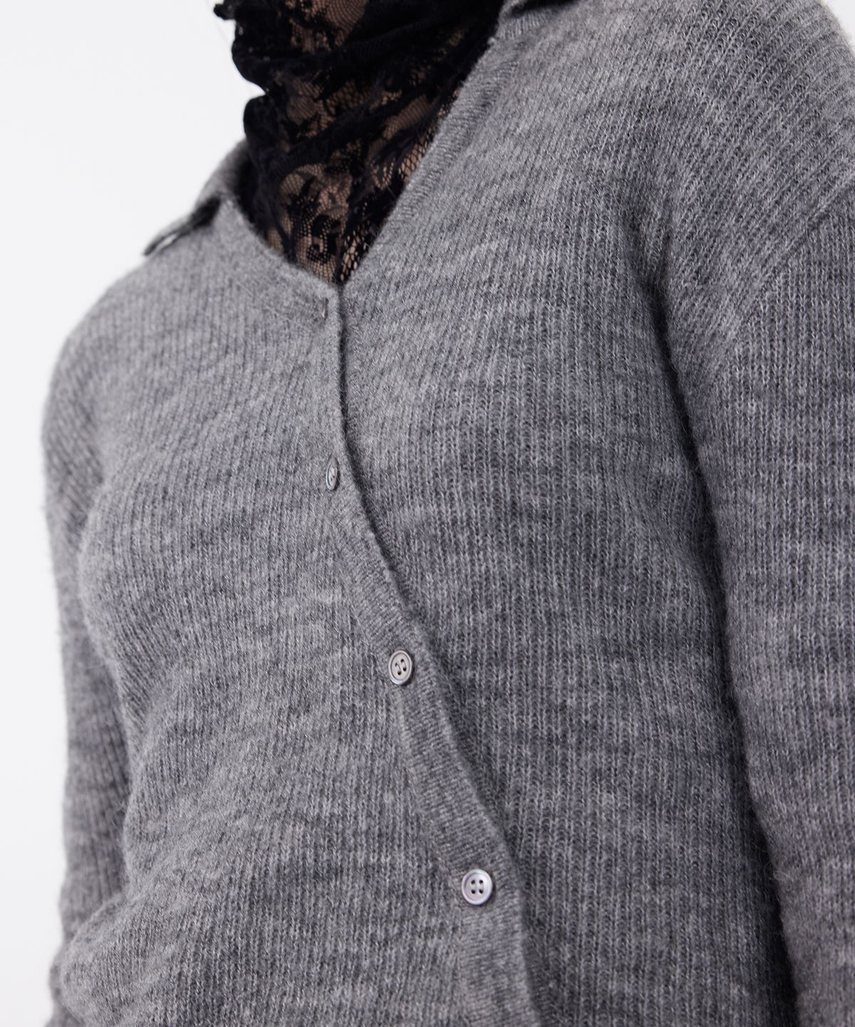 유스(YOUTH) Asymmetric Knit Shirt - Melange Charcoal Grey