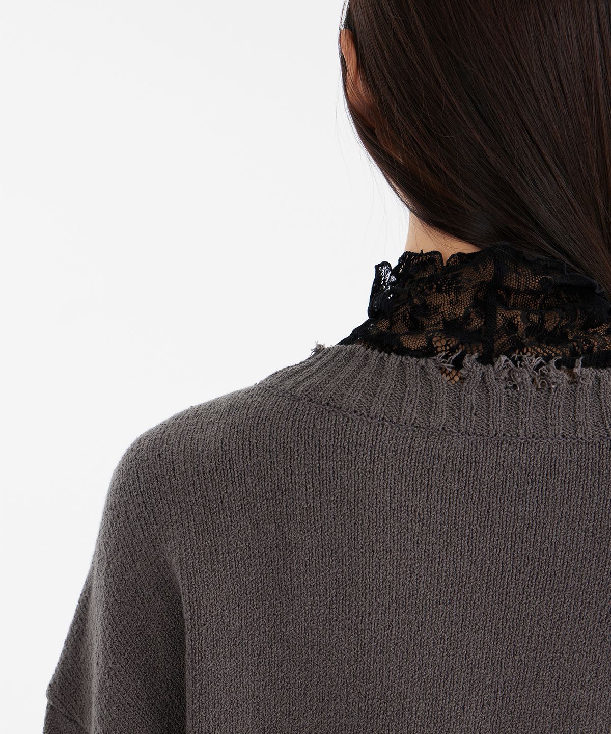 유스(YOUTH) Damaged Cropped Knit  - Charcoal Grey