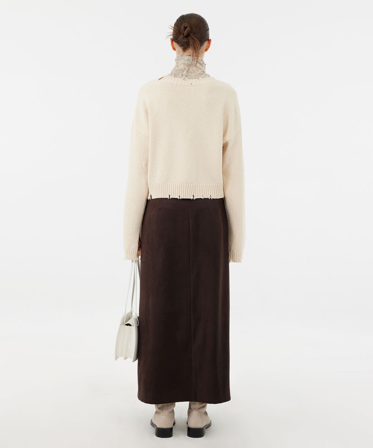 유스(YOUTH) Damaged Cropped Knit  - Ivory