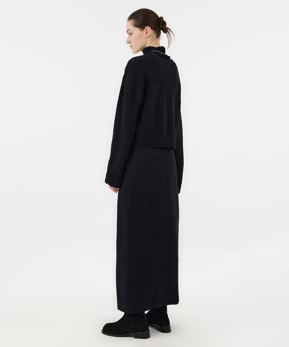 유스(YOUTH) Damaged Cropped Knit  - Black
