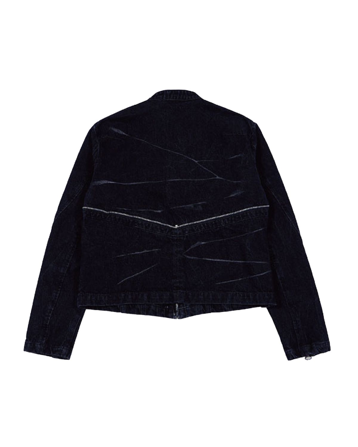 더뮤지엄비지터(THEMUSEUMVISITOR) DENIM ZIPPER BIKER JACKET (BLACK)