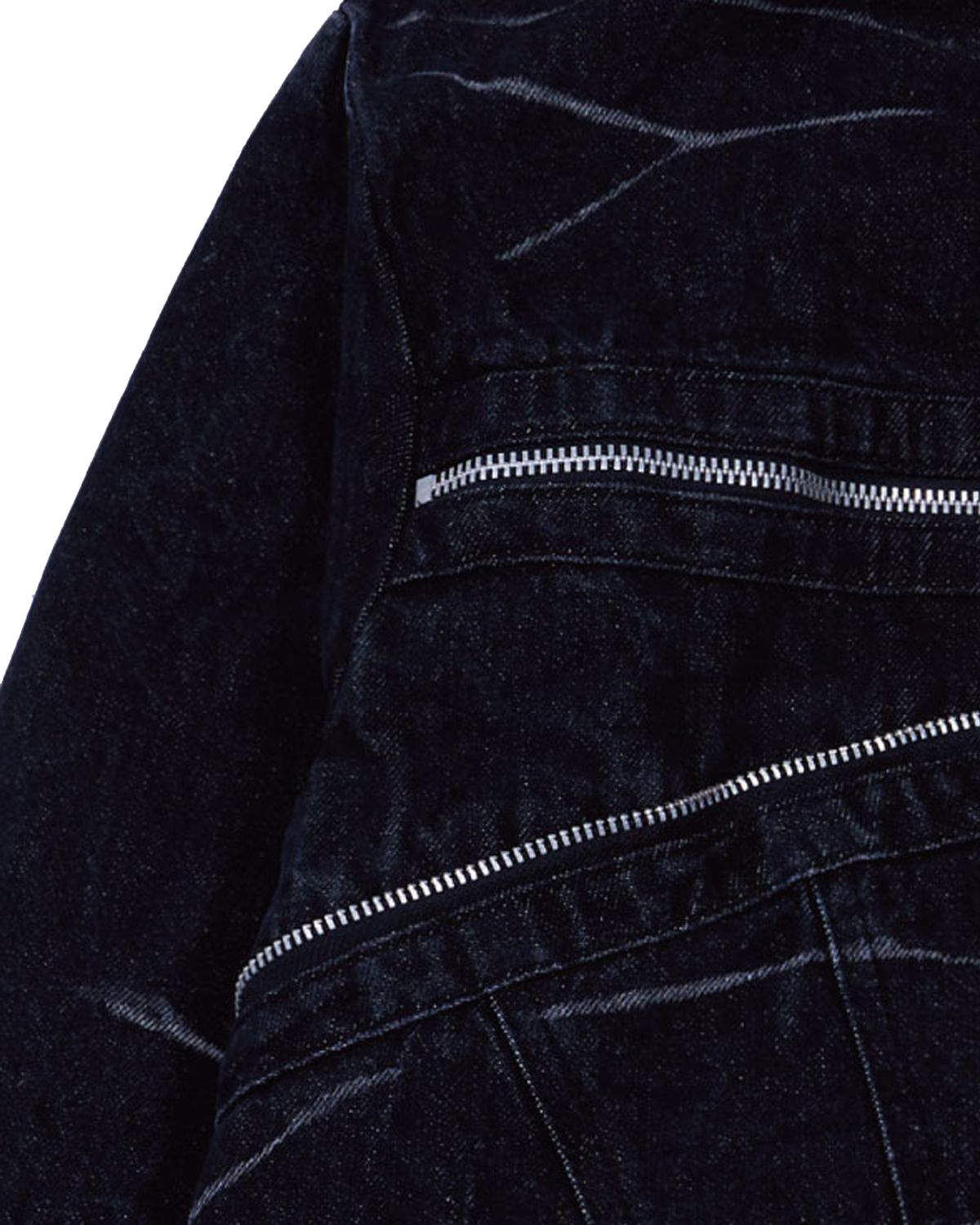 더뮤지엄비지터(THEMUSEUMVISITOR) DENIM ZIPPER BIKER JACKET (BLACK)