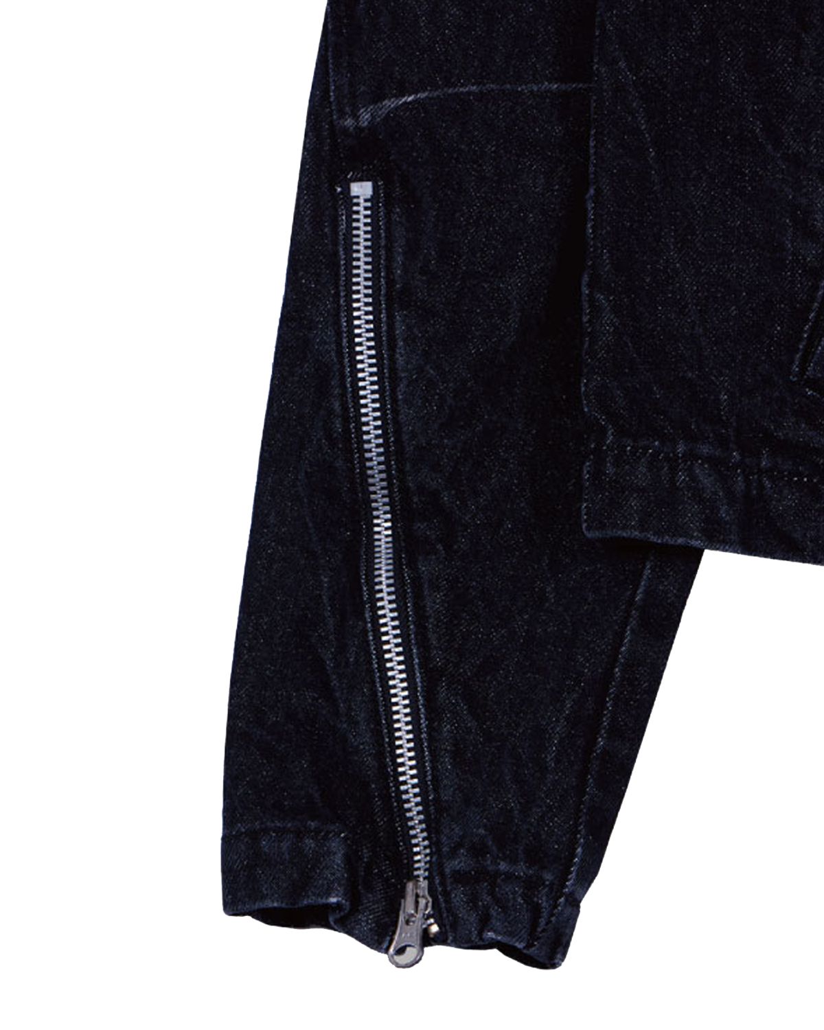 더뮤지엄비지터(THEMUSEUMVISITOR) DENIM ZIPPER BIKER JACKET (BLACK)
