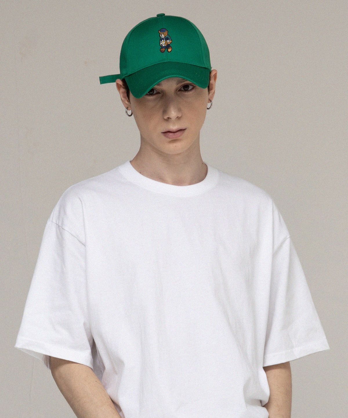 그레이버(GRAVER) [UNISEX]데이지부케 베어 자수 볼캡_그린