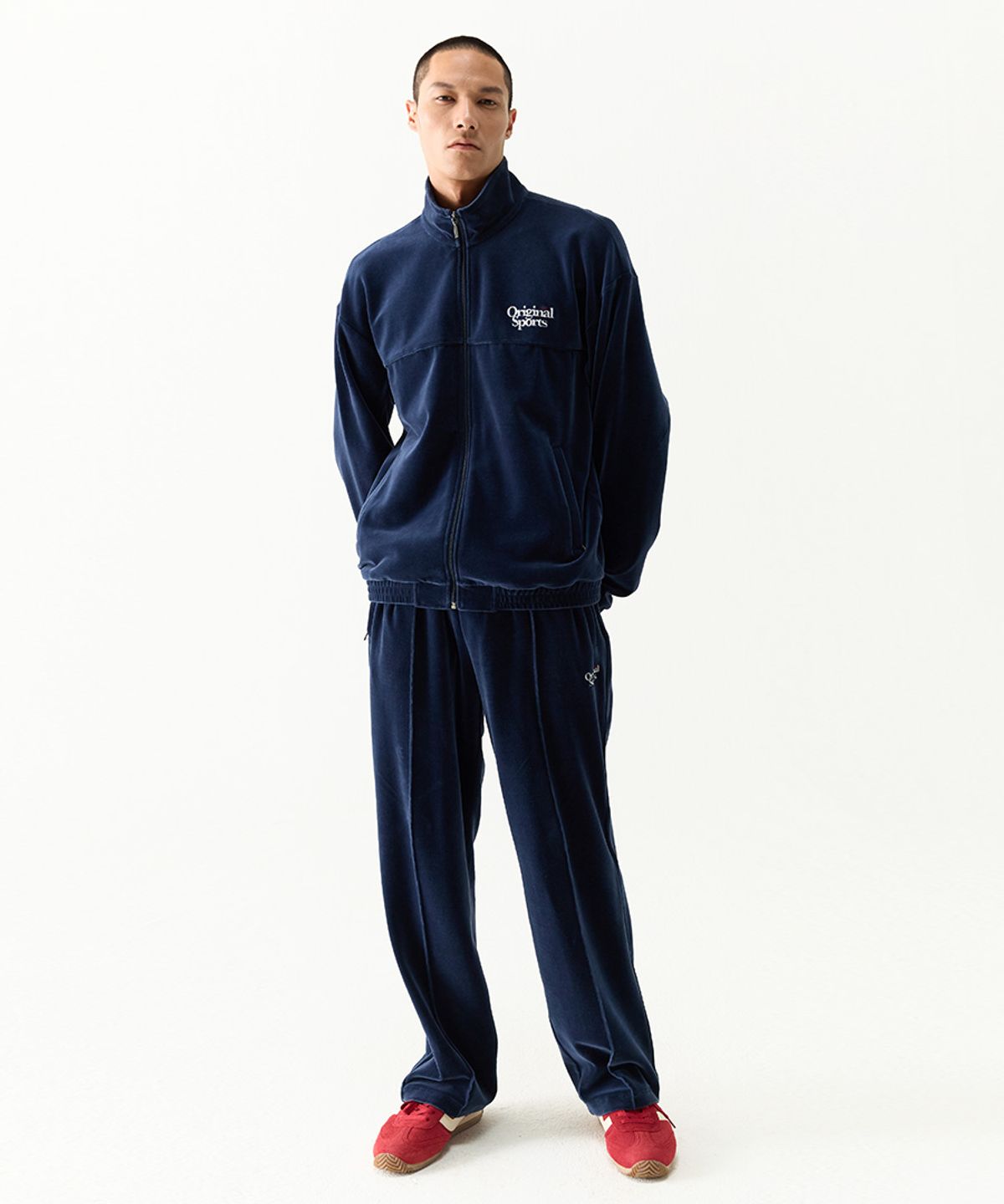 프로-스펙스(PRO-SPECS) VELOUR STRAIGHT PANTS NAVY