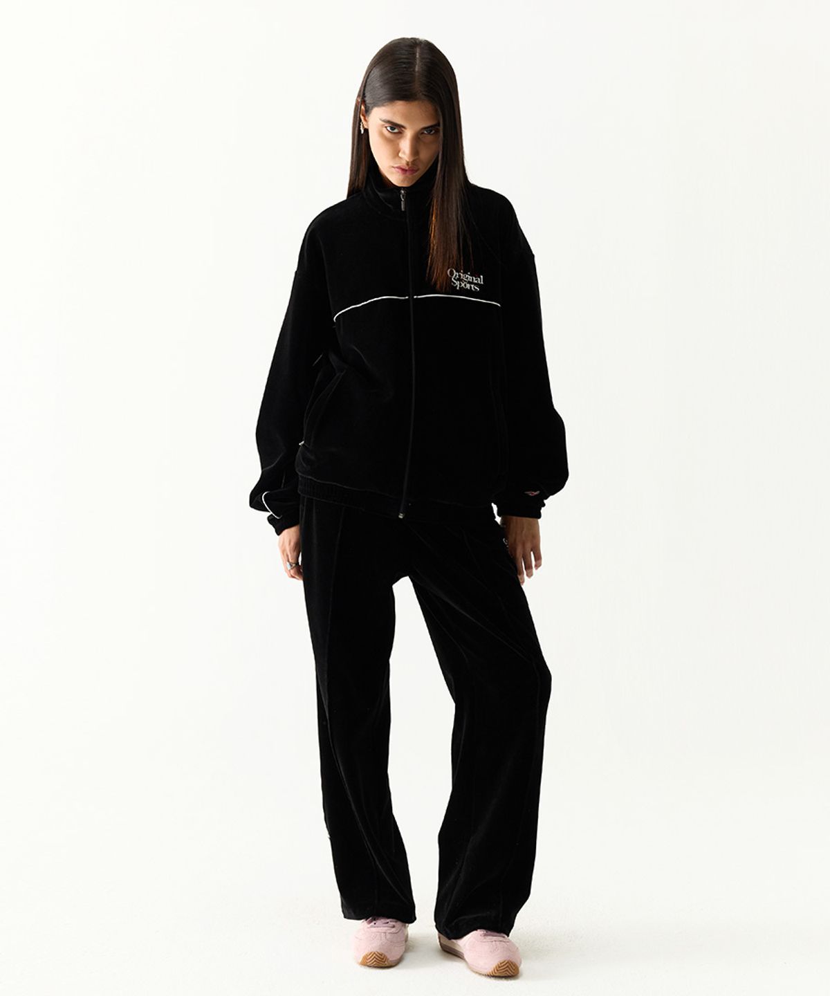 프로-스펙스(PRO-SPECS) VELOUR STRAIGHT PANTS BLAK