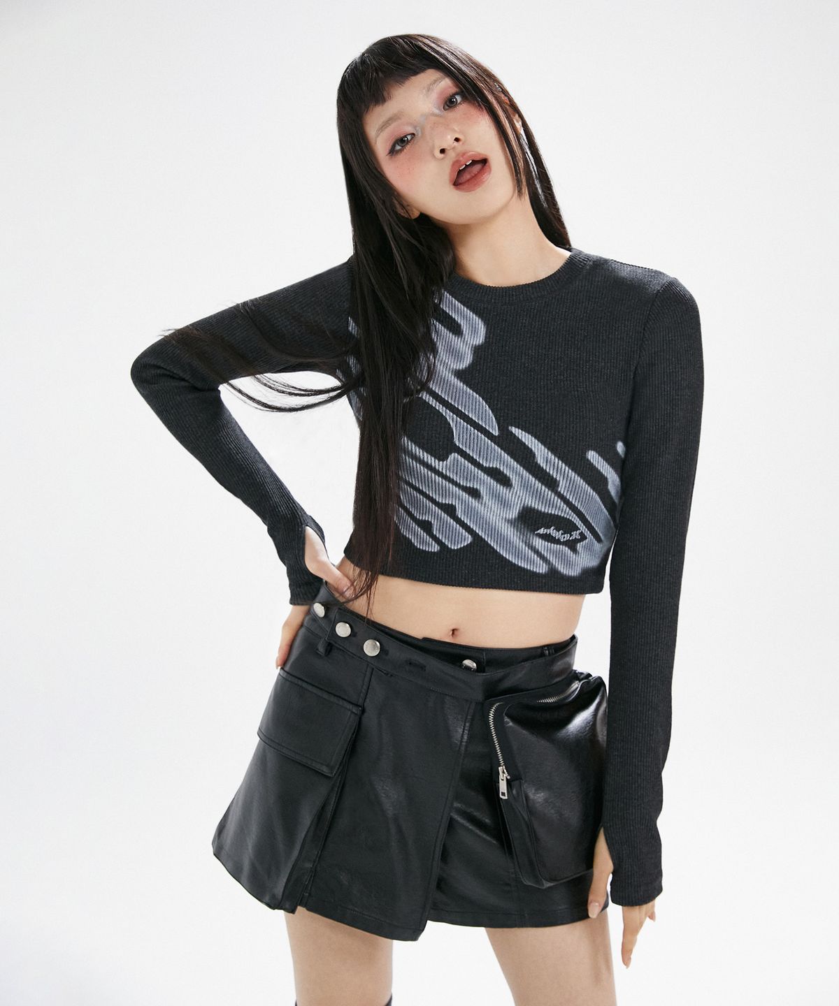 라라폭스(LALAFOX) FOX GRAPHIC PRINTED T-SHIRT CHACHOAL BP3CL002