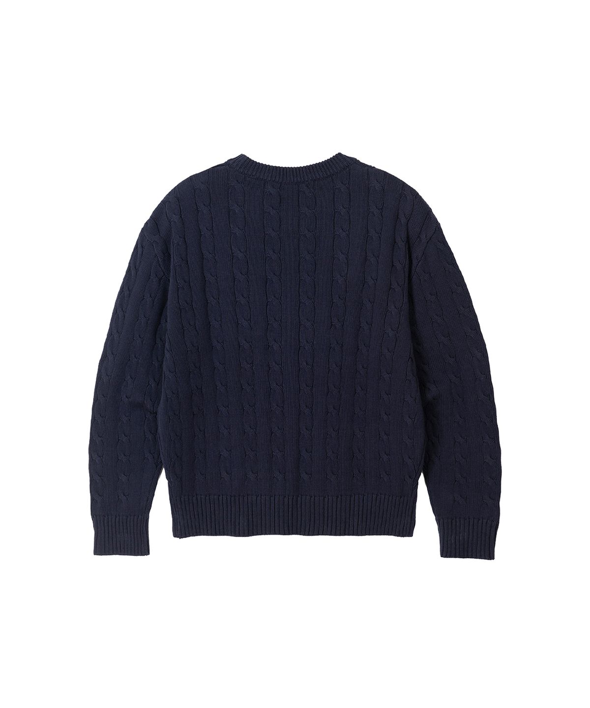 세컨모놀로그(SECONDMONO) Heavyweight Cable Crew Neck Knit [NAVY]_COOSKT040NAVY