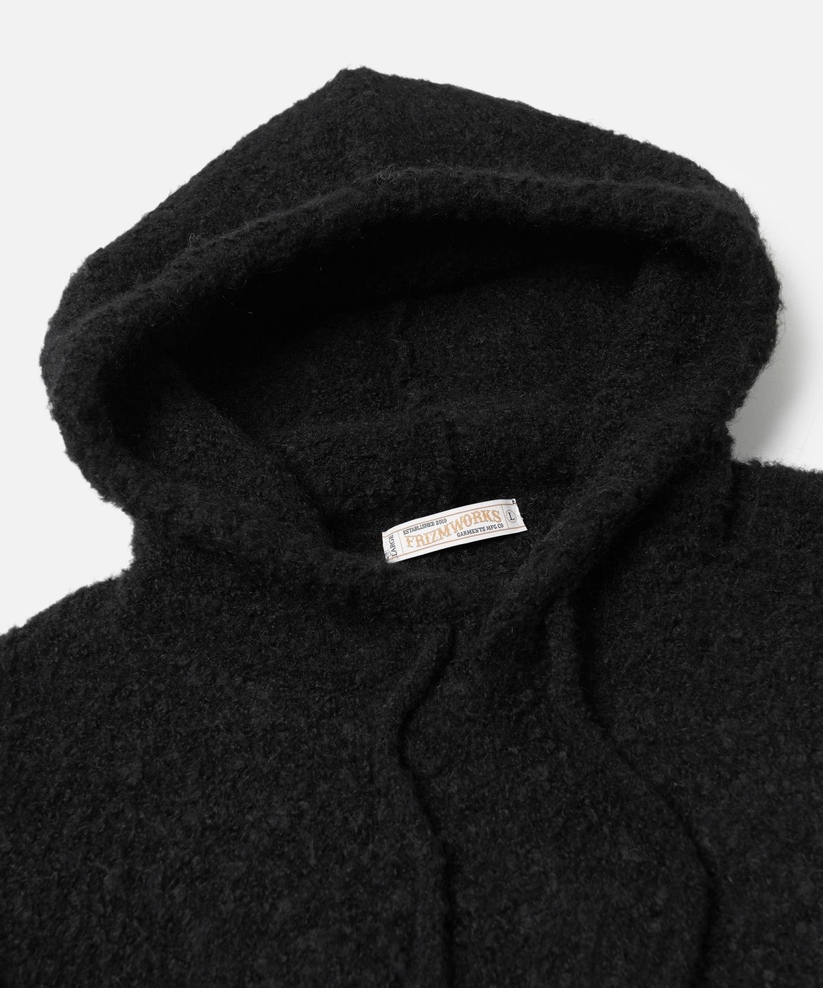 프리즘웍스(FRIZMWORKS) WAVE BOUCLE KNIT HOODY _ BLACK