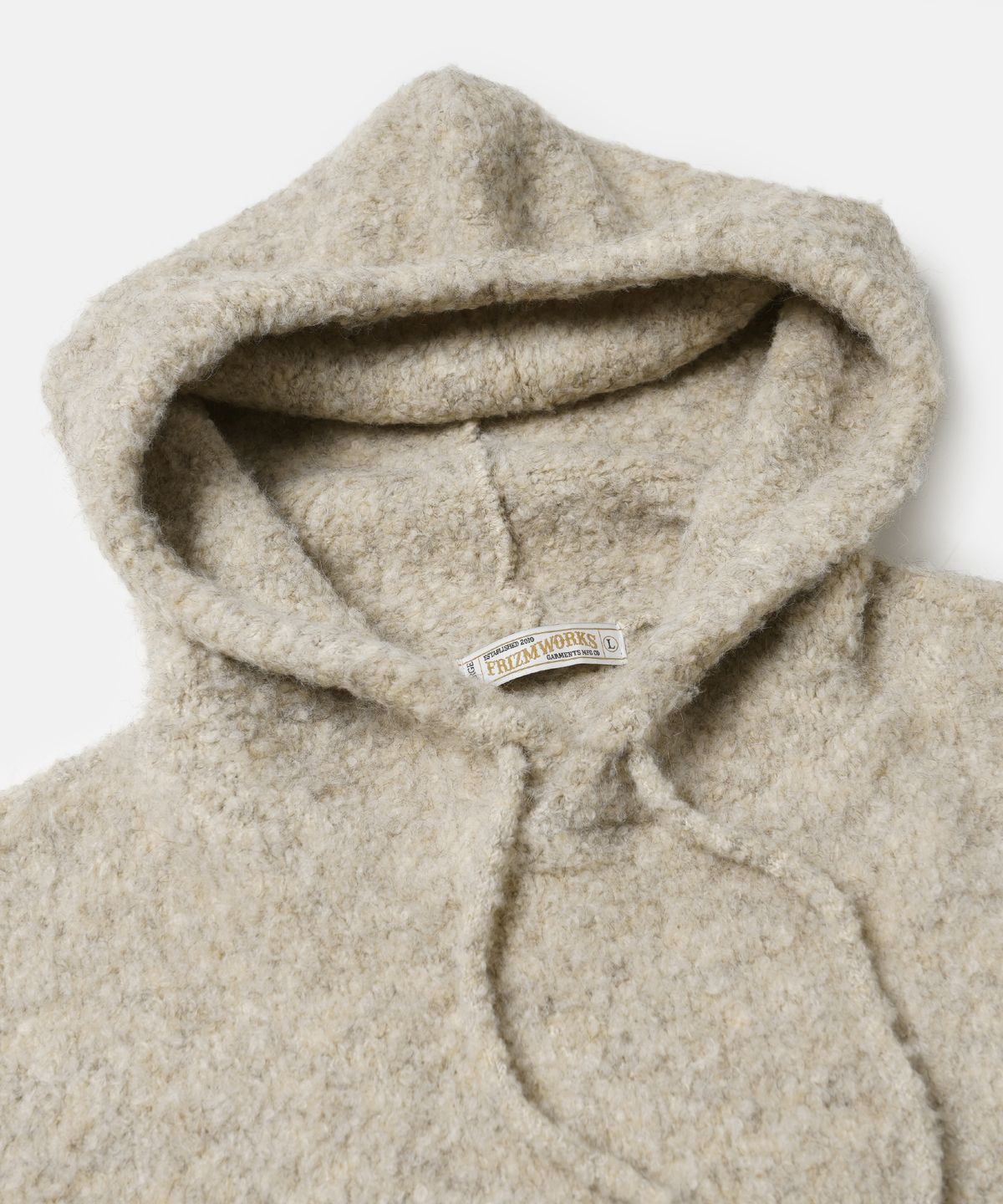 프리즘웍스(FRIZMWORKS) WAVE BOUCLE KNIT HOODY _ OATMEAL